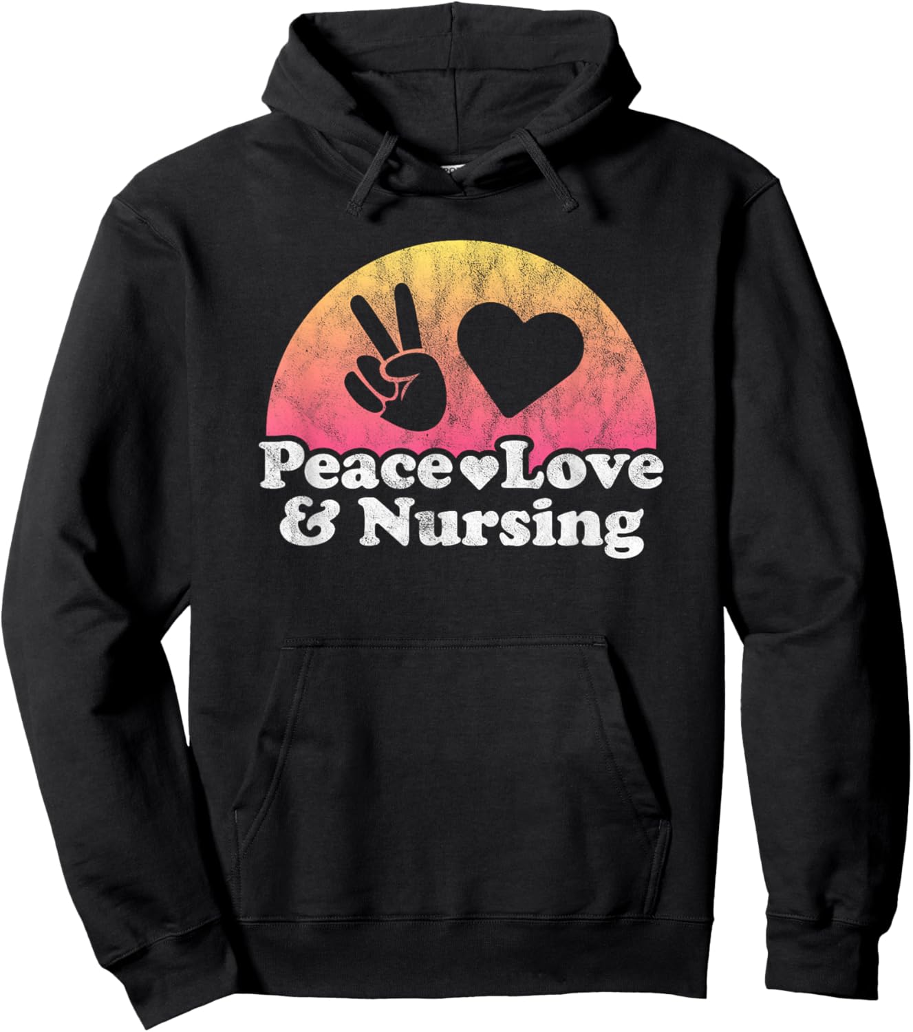 Peace Love and Nursing Nurse Hoodie - Hoodie | Black