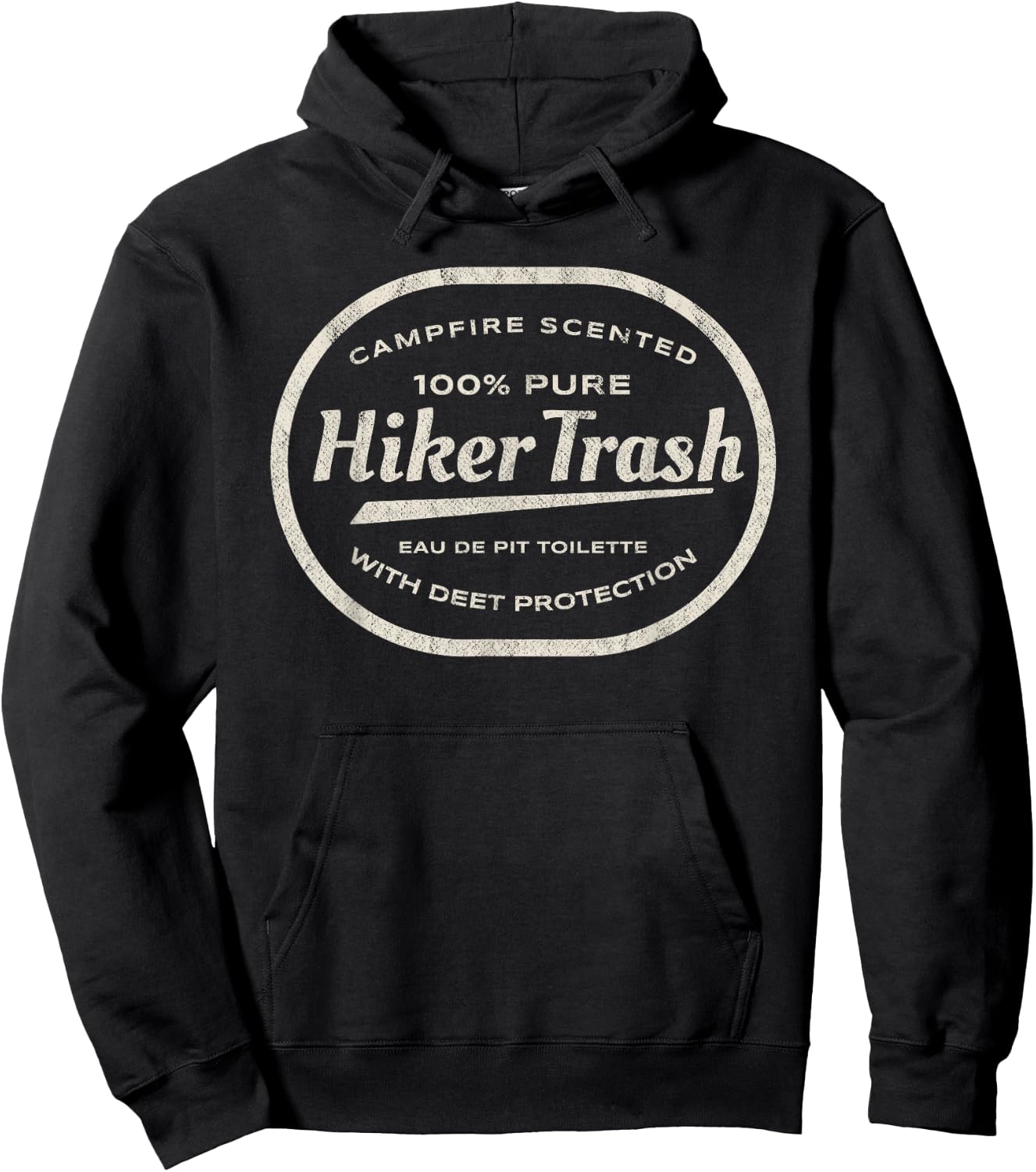 Funny Hiker Trash Logo Design for Long Distance Backpackers Hoodie - Hoodie | Black