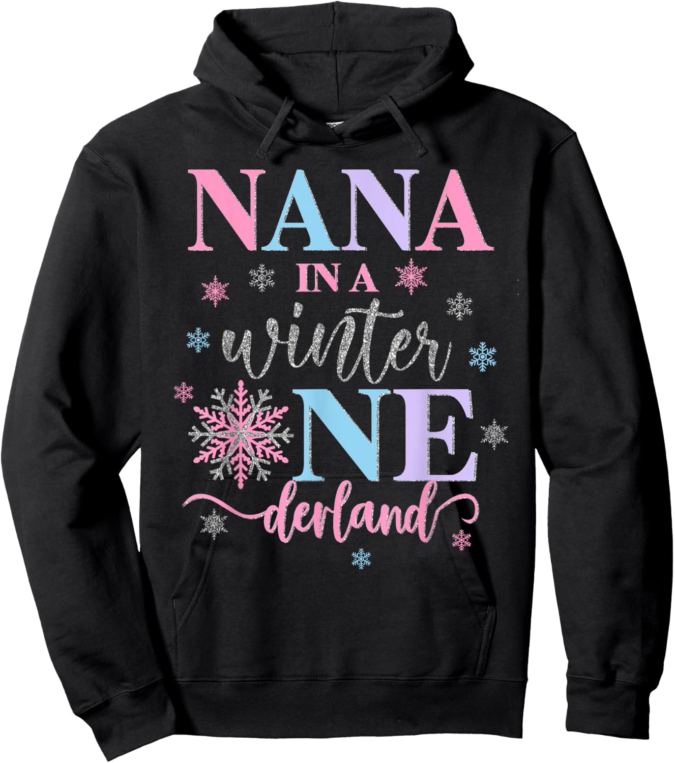 Nana in a Winter Onederland Birthday Girl Sweet Snowflake Hoodie - Hoodie | Black