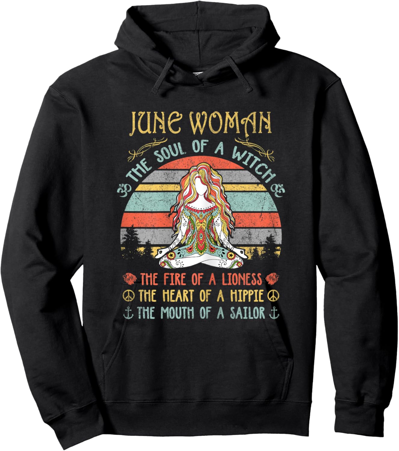 June Woman The Soul Of A Witch Vintage Birthday Hoodie - Hoodie | Black