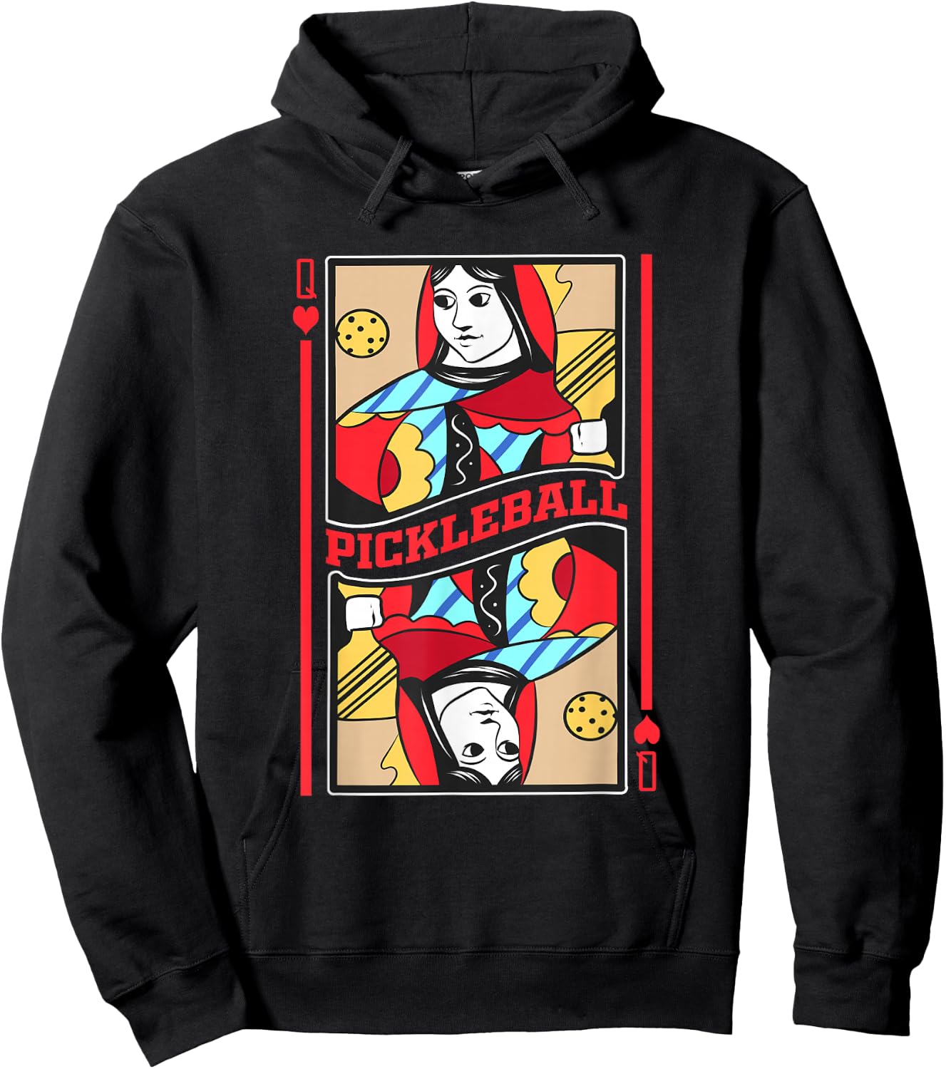 Pickleball Queens Card Funny Paddle Sports Player Hoodie - Hoodie | Black