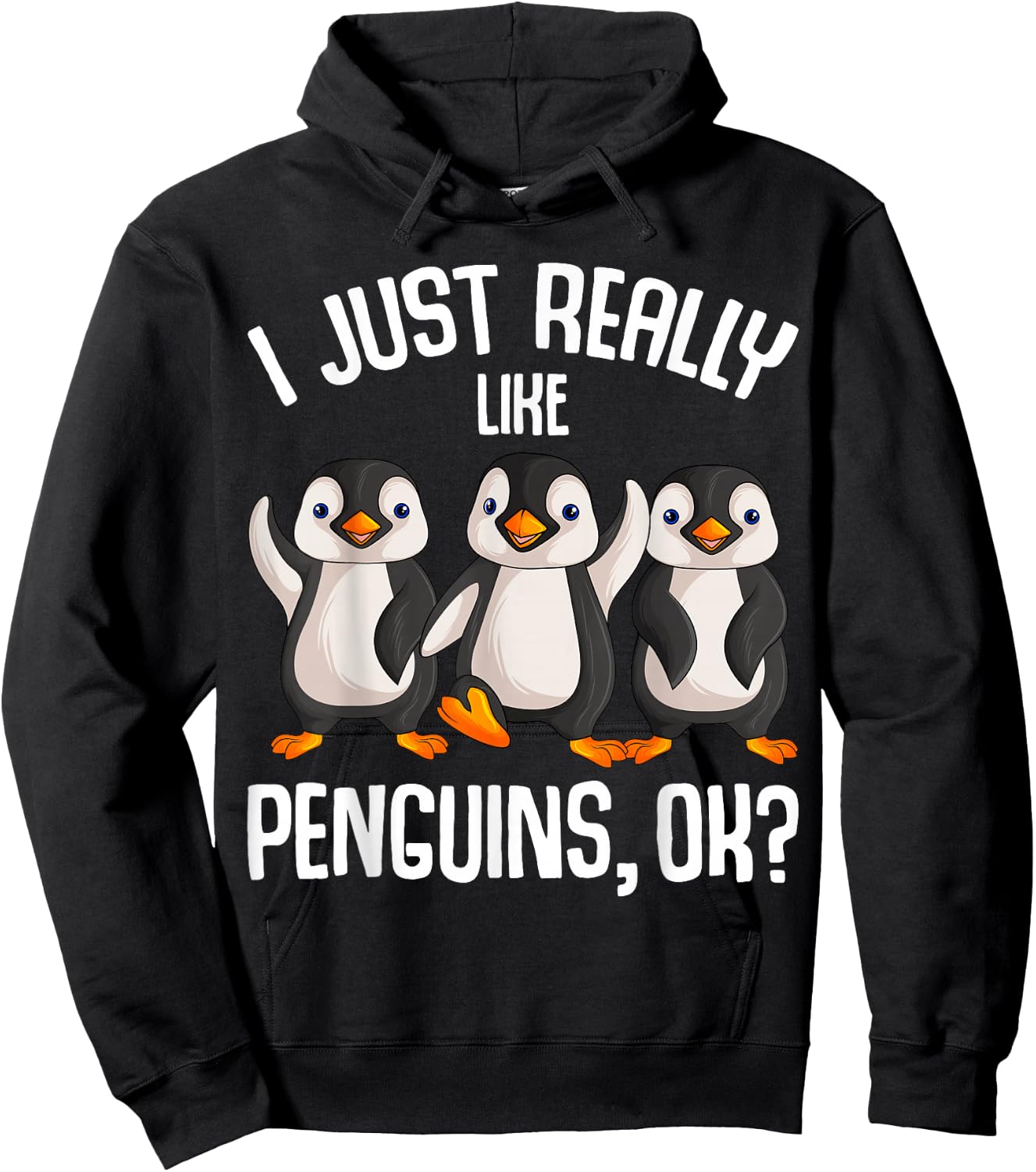 I Just Really Like Penguins Kids Girl Boys Women Penguin Hoodie - Hoodie | Black