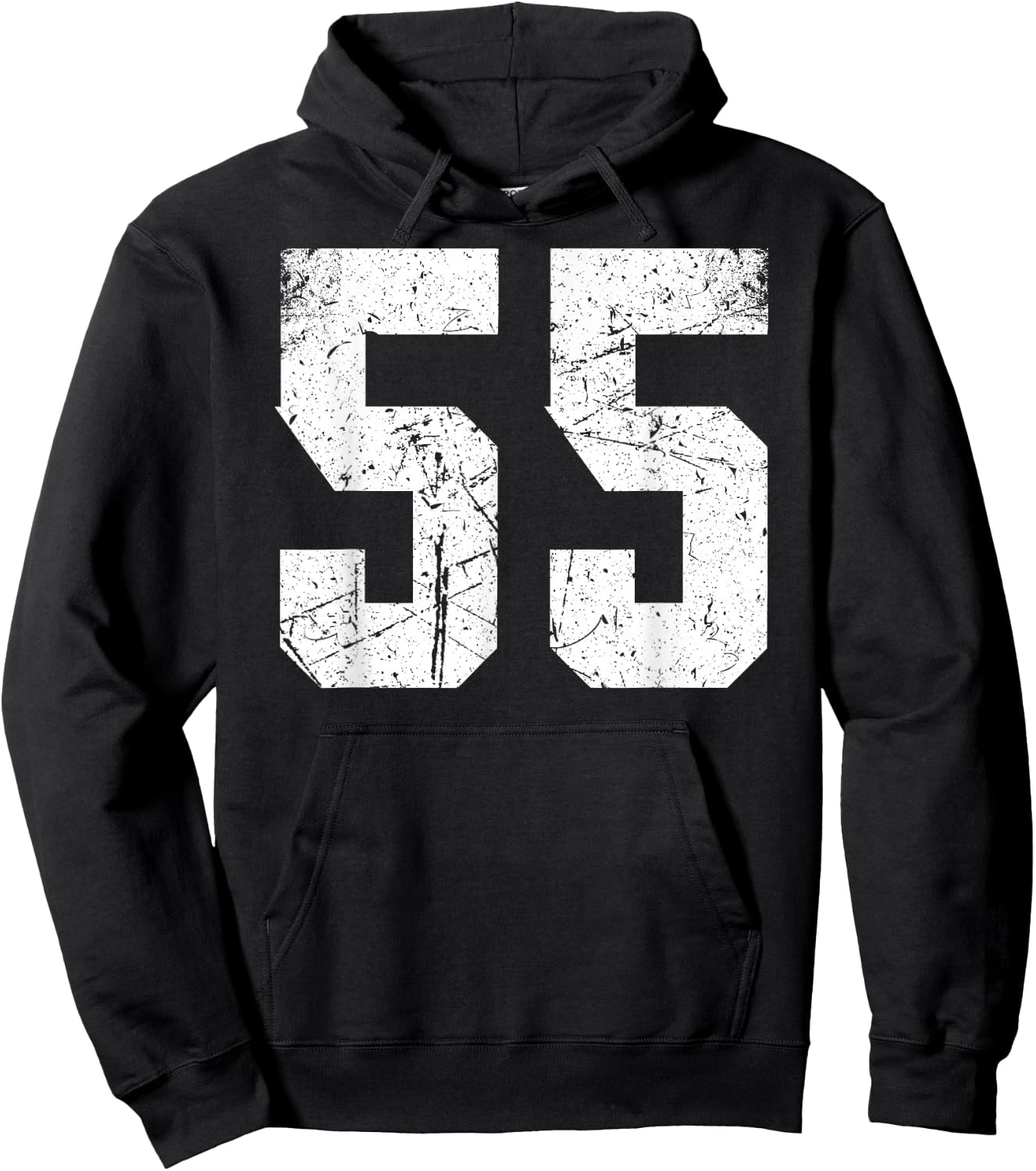 Number #55 Sport White Vintage Uni Number Hoodie - Hoodie | Black