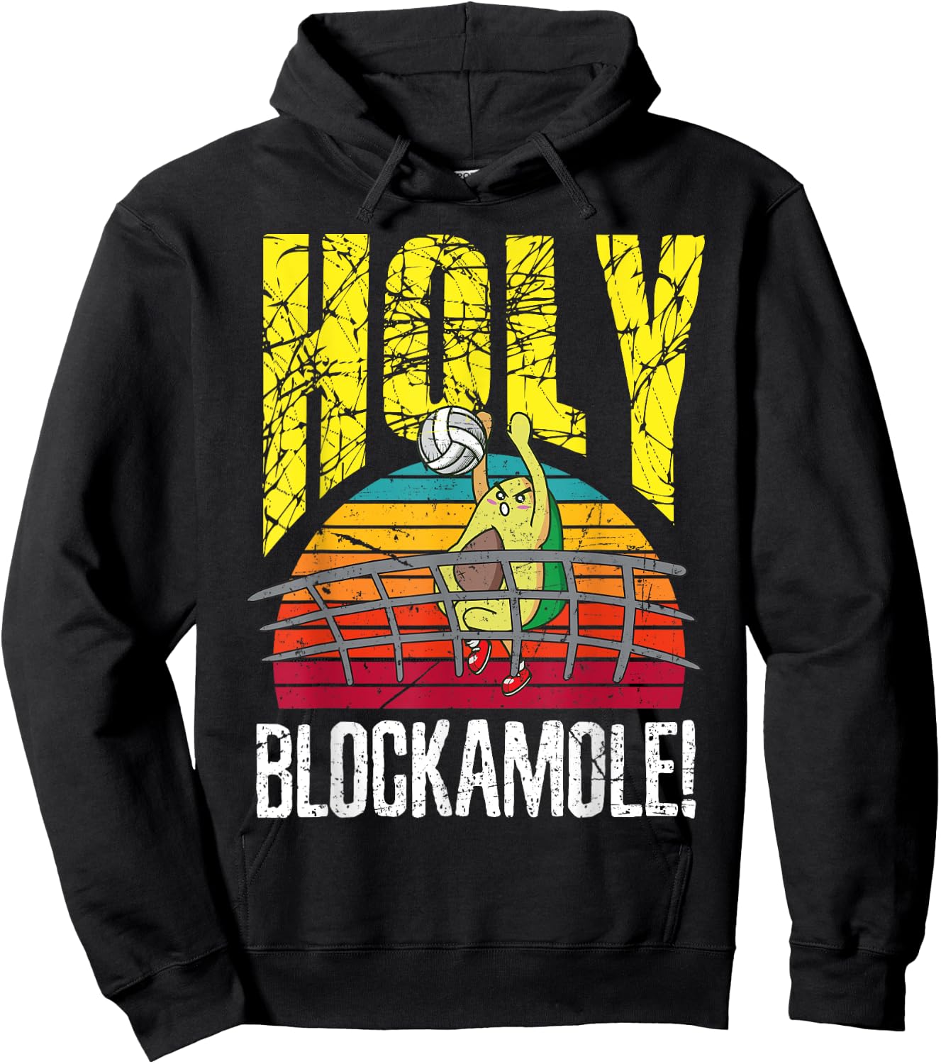 Holy Blockamole Funny Volleyball Block Avocado Design Hoodie - Hoodie | Black
