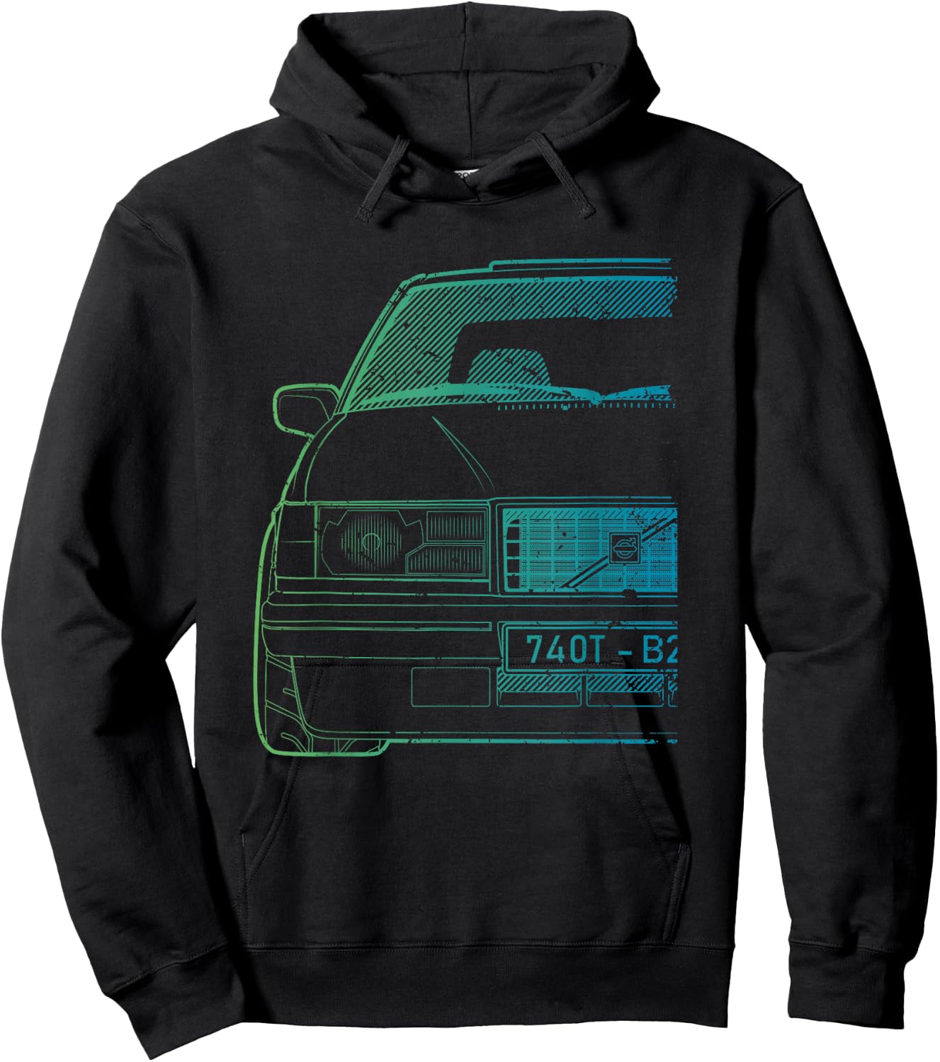 Vintage Racing 740 Turbo Green Gradient Hoodie - Hoodie | Black