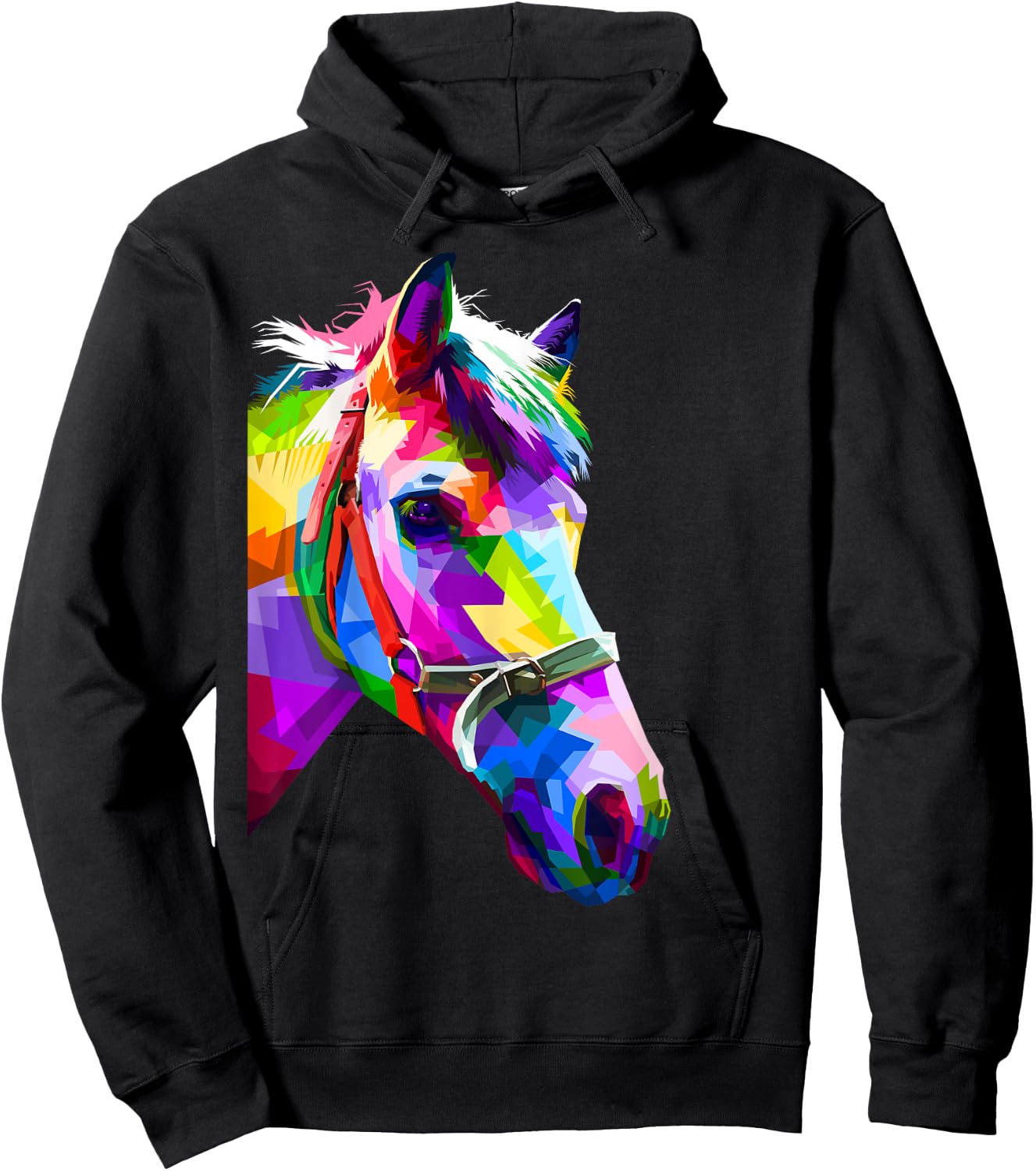 Colorful pop art horse portrait | Funny Horses Hoodie - Hoodie | Black
