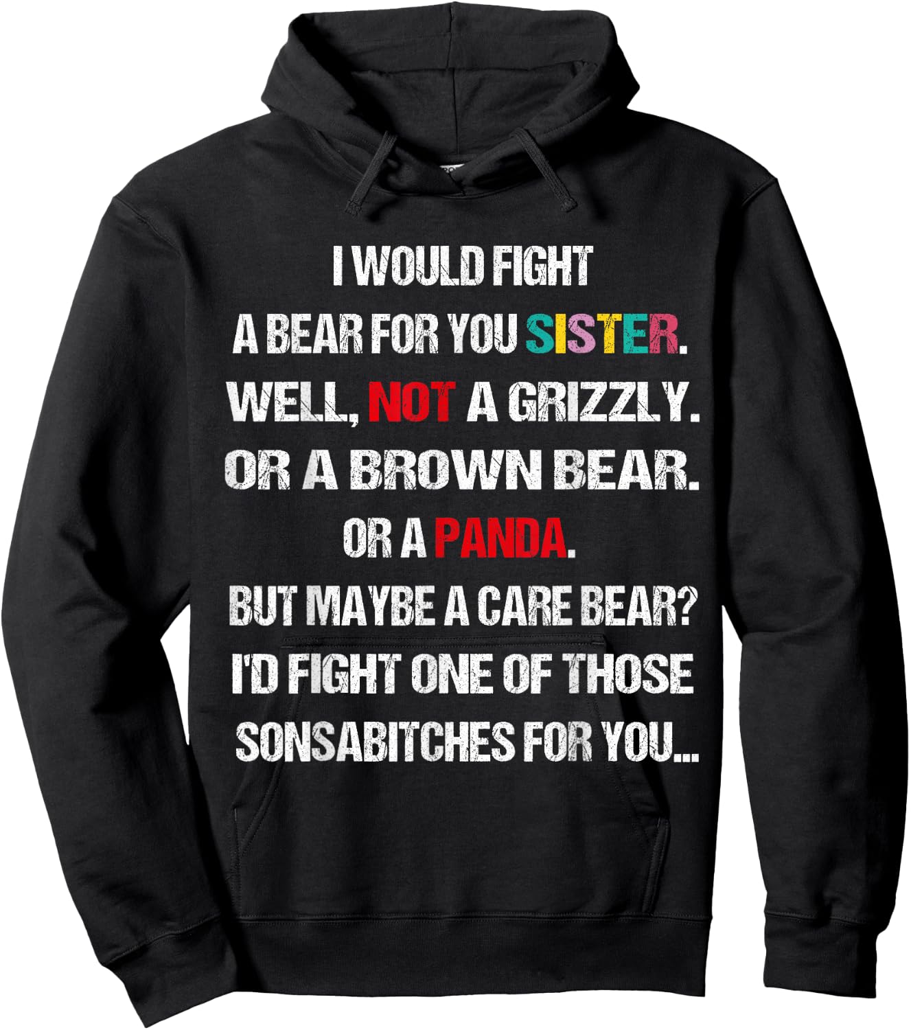 I Would Fight A Bear For You Sisters candle card cup Hoodie - Hoodie | Black