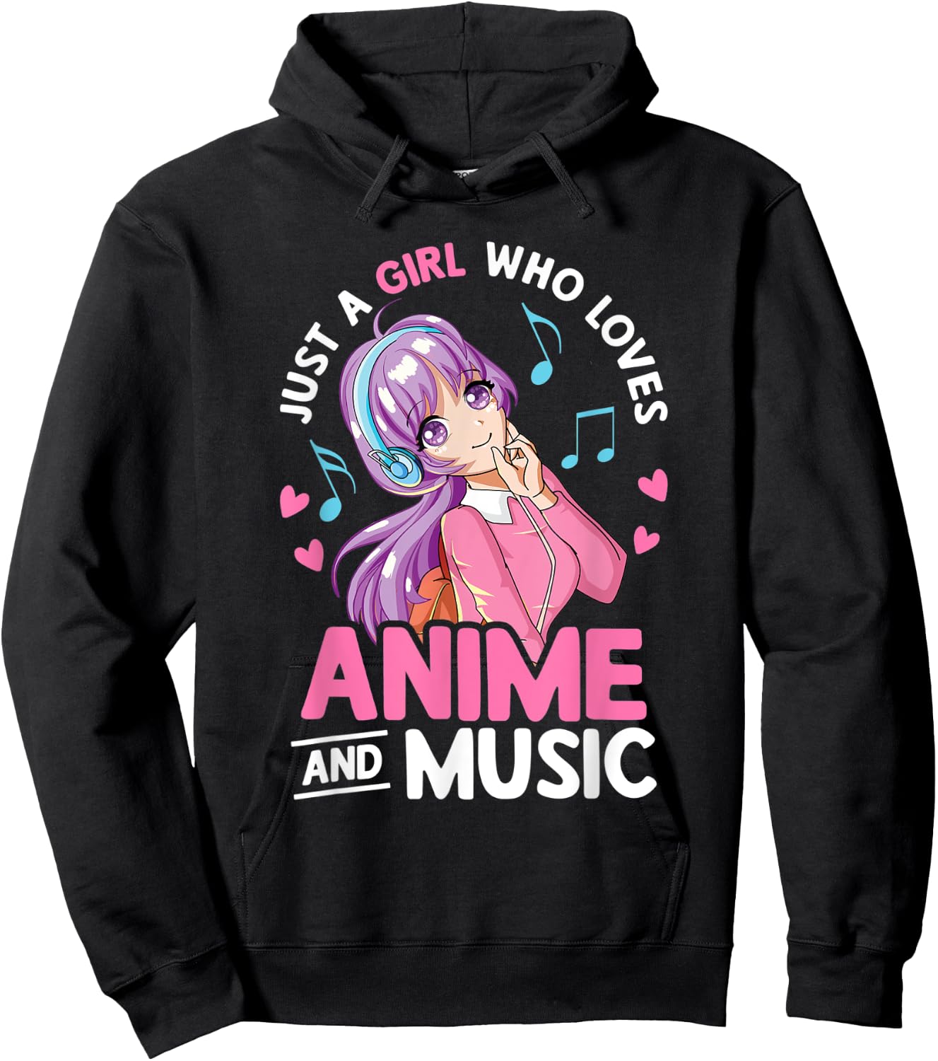 Just A Girl Who Loves Anime And Music Lover Anime Girls Teen Hoodie - Hoodie | Black