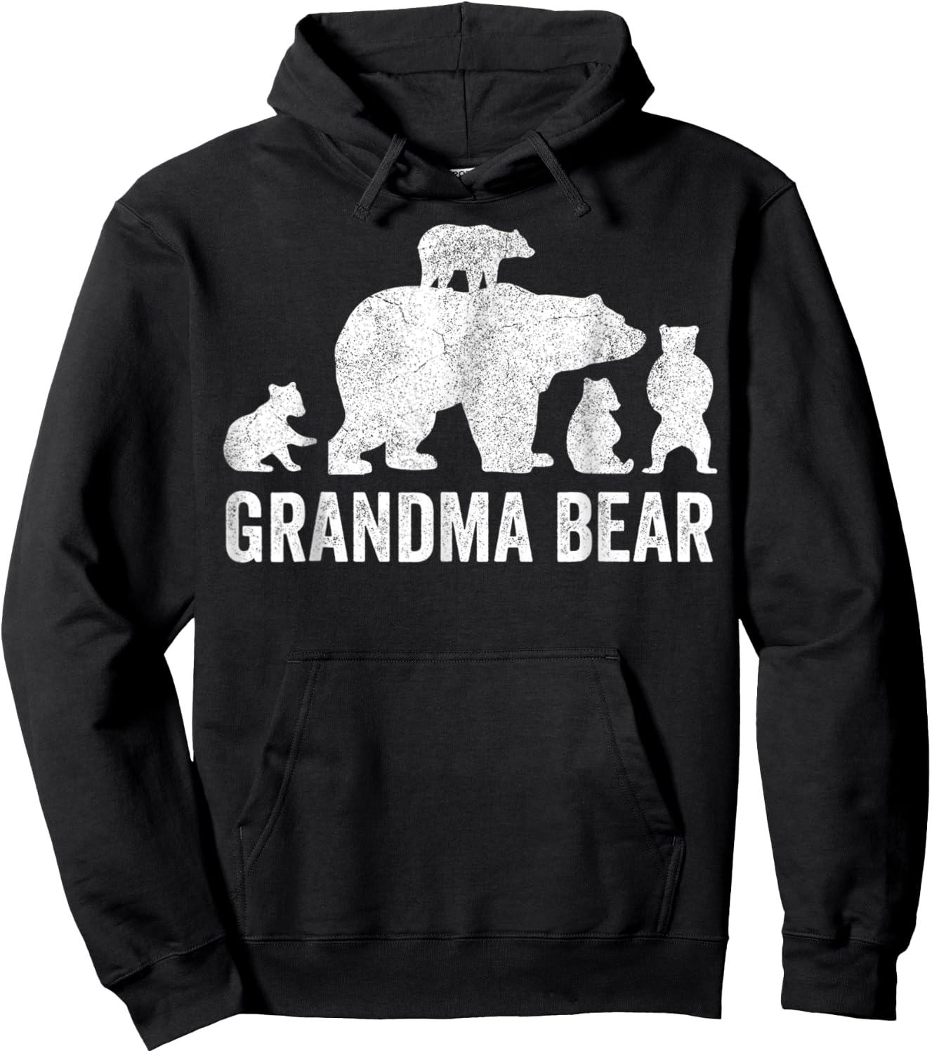 Grandma Bear With Four Cub Cute Mother's Day Hoodie - Hoodie | Black