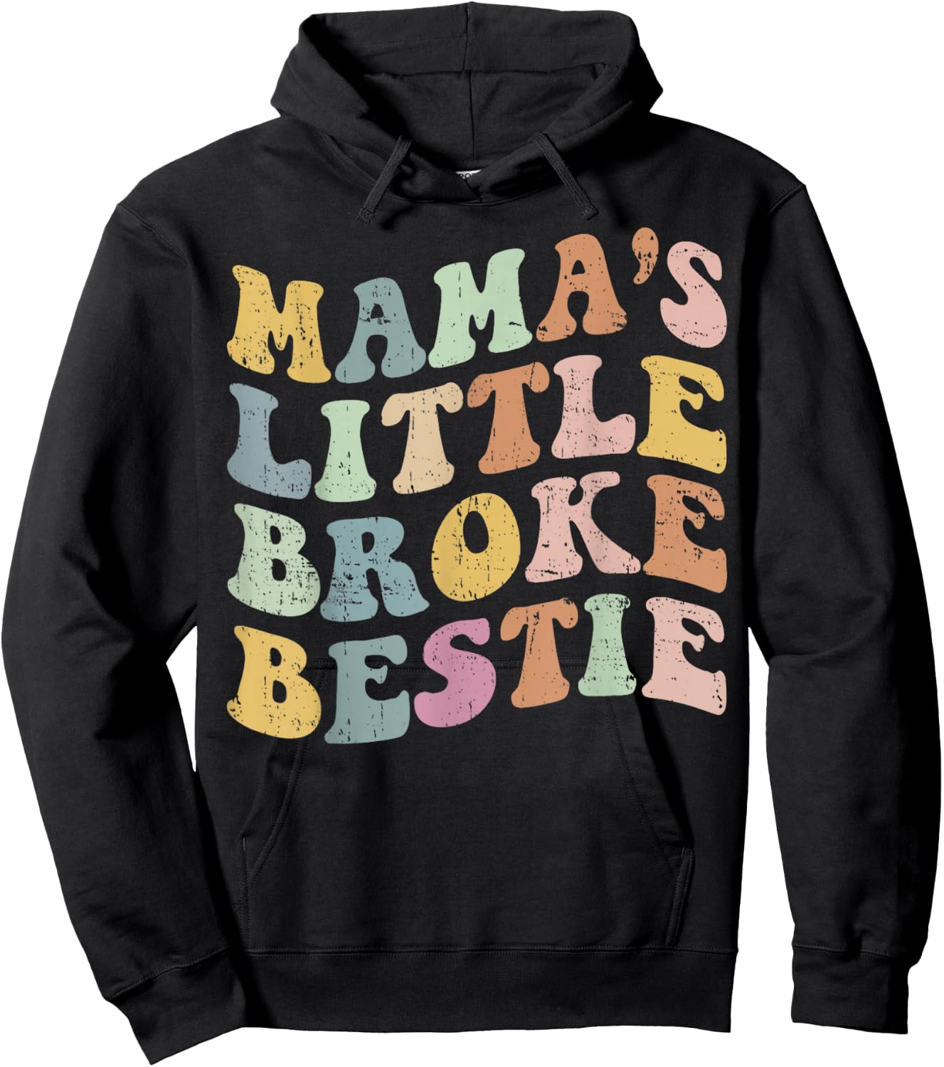 Groovy Retro Mama's Little Broke Bestie Funny Mother's Day Hoodie - Hoodie | Black