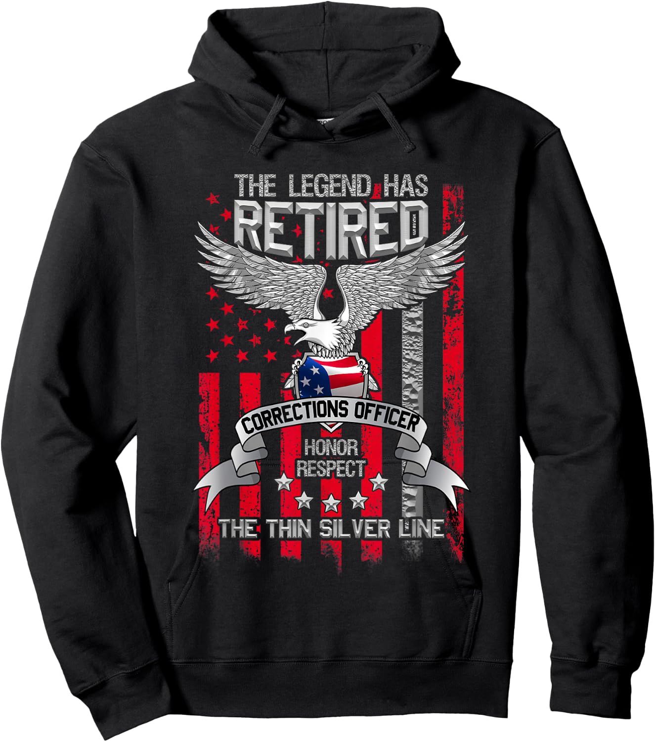 Correctional Officer Retirement Silver Line Corrections Gift Hoodie - Hoodie | Black