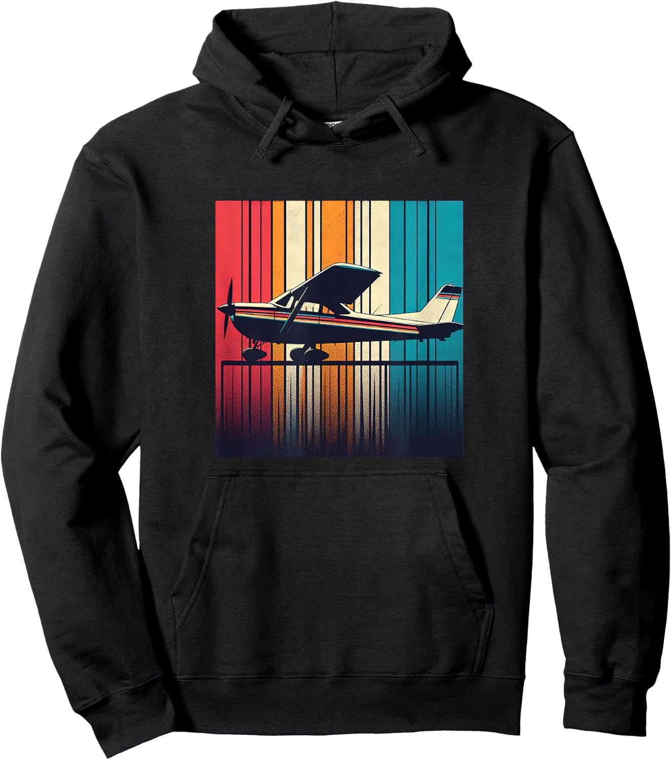 C-172 Skyhawk Vintage C172 Airplane Retro Sunset Pilot Hoodie - Hoodie | Black