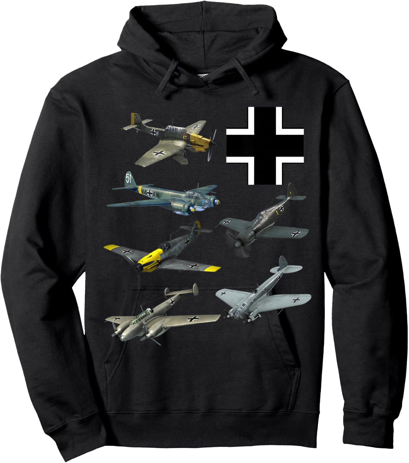 WW2 German Fighter JU-87 Stuka Bf 109 Fw190 Hoodie - Hoodie | Black