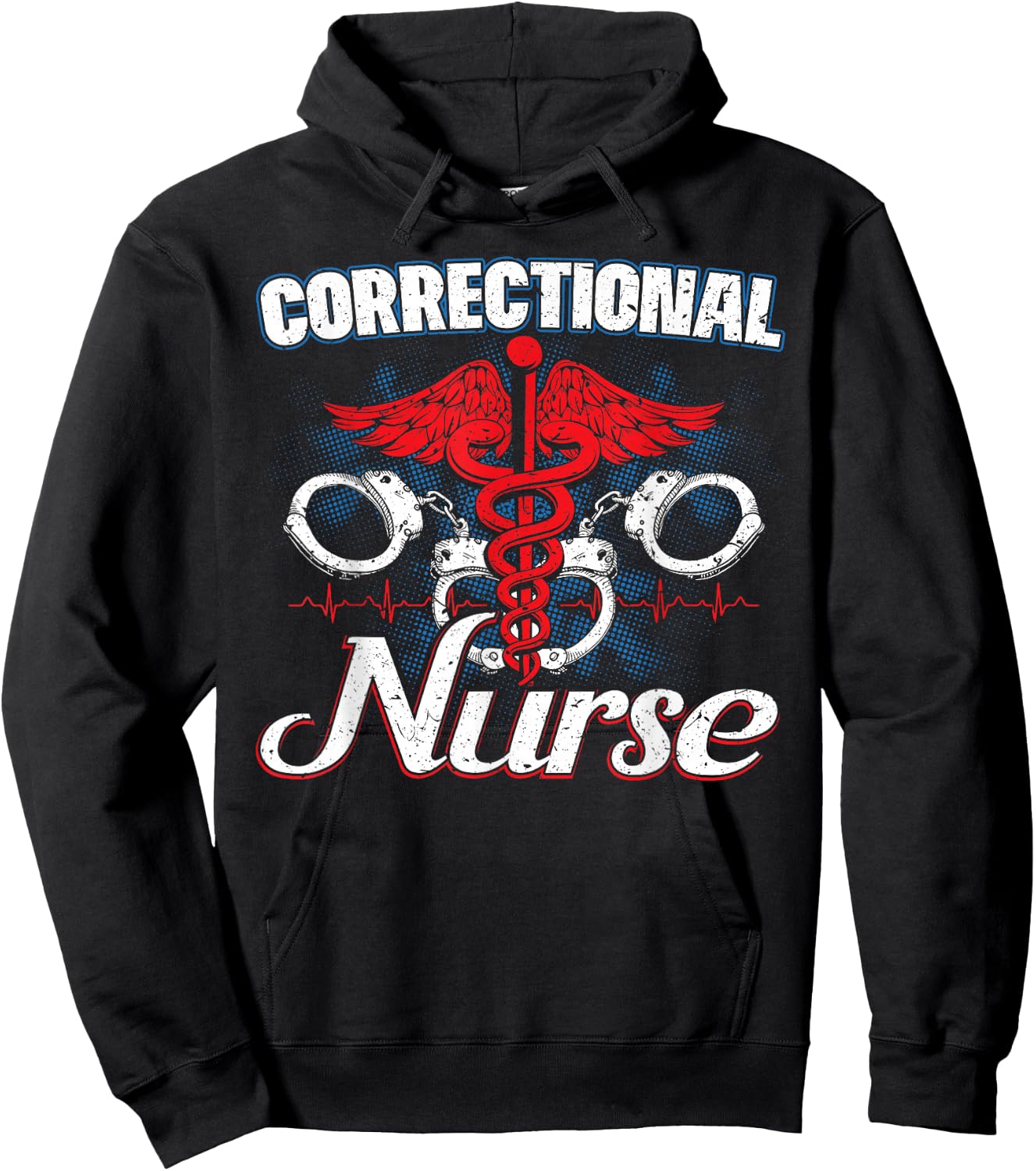 Custom Chimp Correction Officer Nursing Thin Silver Line - Adults in Law Enforcement or Medical Roles - Black, Short Sleeve, , Classic Fit, Small Hoodie - Hoodie | Black