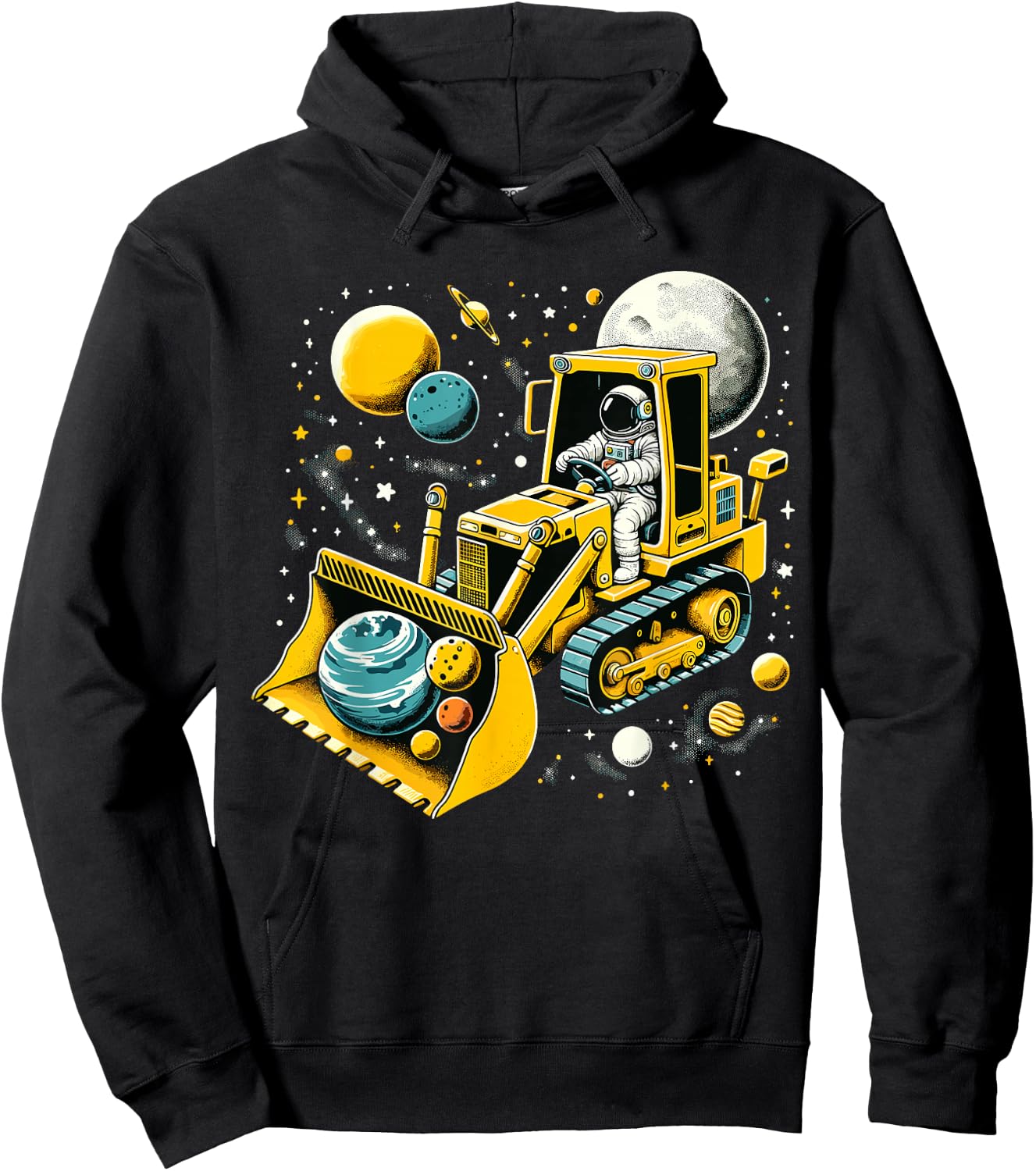 Astronaut Excavator in Space Planet Hoodie - Hoodie | Black