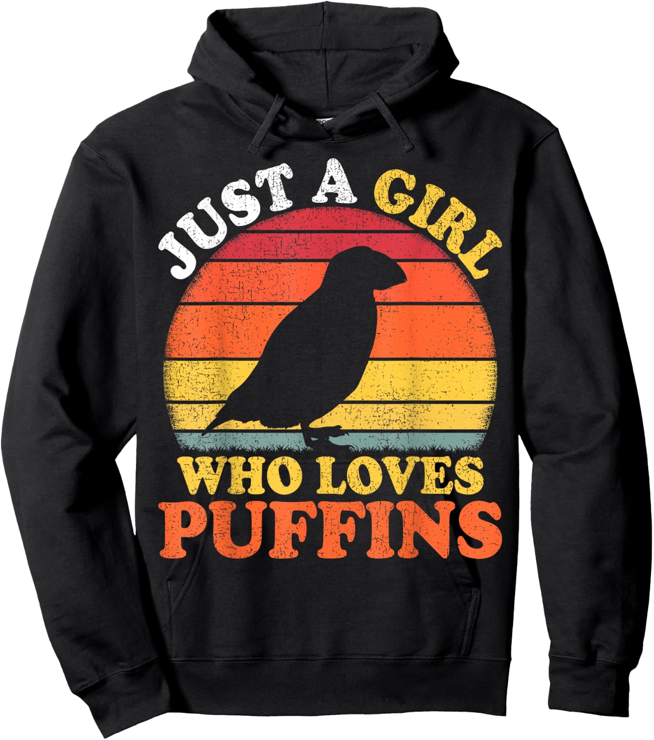 Puffin Bird Vintage Just A Girl Who Loves Puffins Hoodie - Hoodie | Black