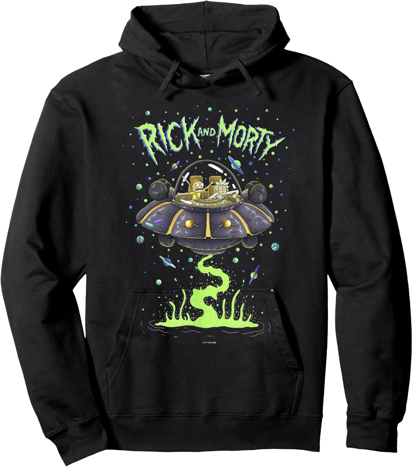 Rick and Morty Space Cruiser Launch Poster Hoodie - Hoodie | Black