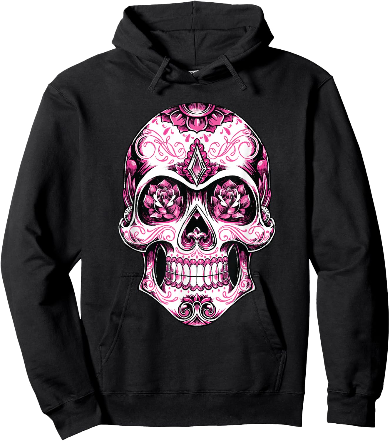 Breast Cancer Shirt Women Pink Sugar Skull Hoodie - Hoodie | Black
