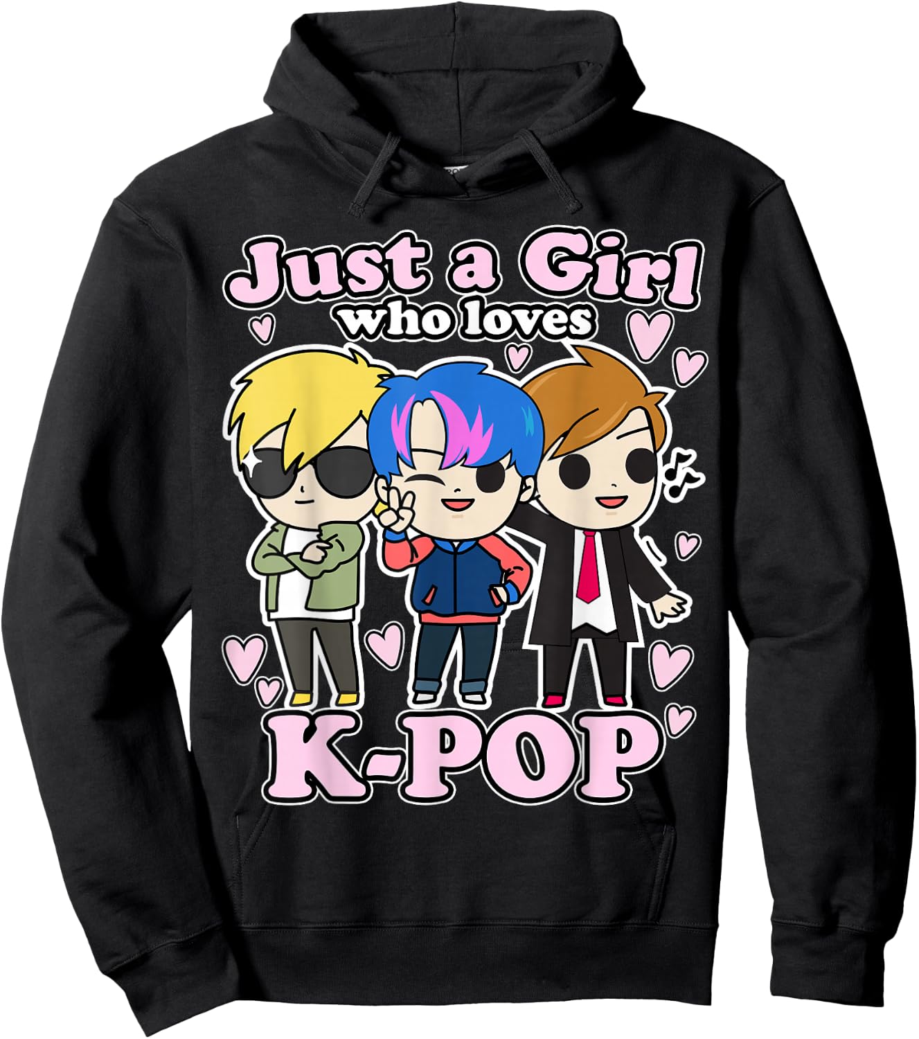 K-Pop Just A Girl Who Loves K-Pop Korean Pop Band Hoodie - Hoodie | Black