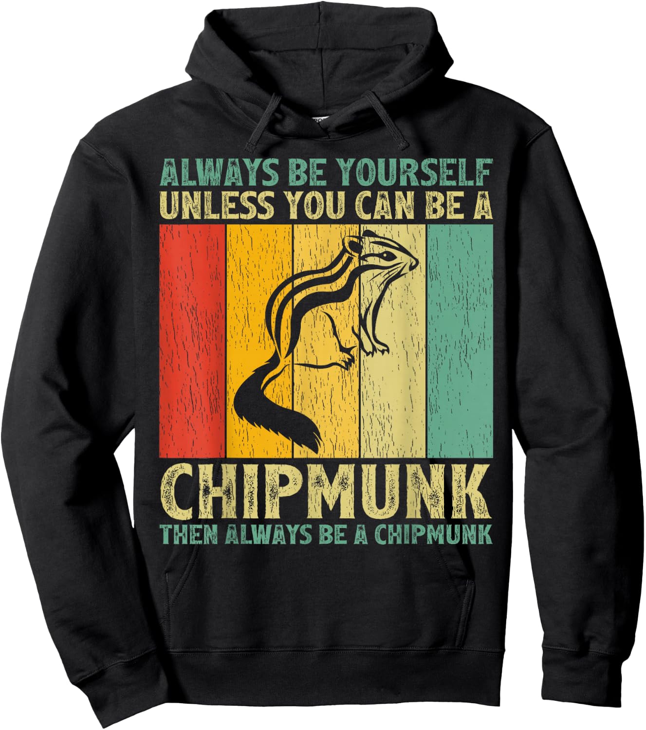 Cute Chipmunk Animal Lover Vintage Retro Chipmunk Hoodie - Hoodie | Black