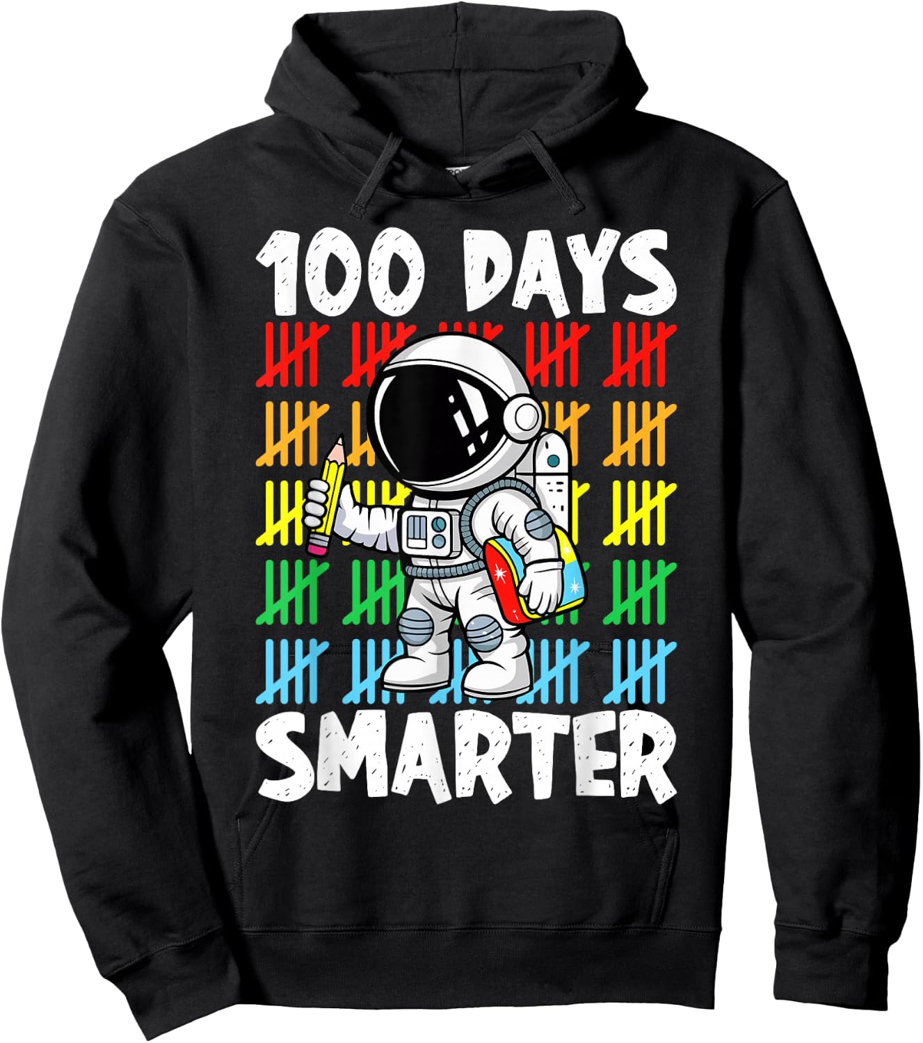 100 Days Smarter 100th Day Of School Astronaut Boys Space Hoodie - Hoodie | Black
