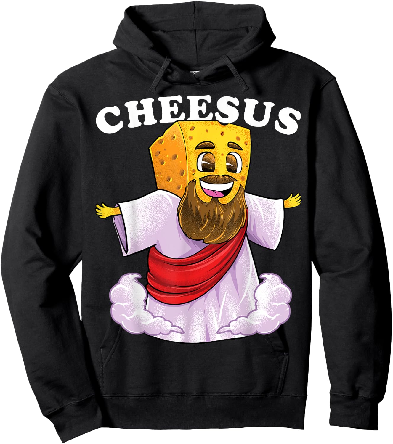 Cheesus Christ Funny Cheese Jesus Christian Pun Christmas Hoodie - Hoodie | Black