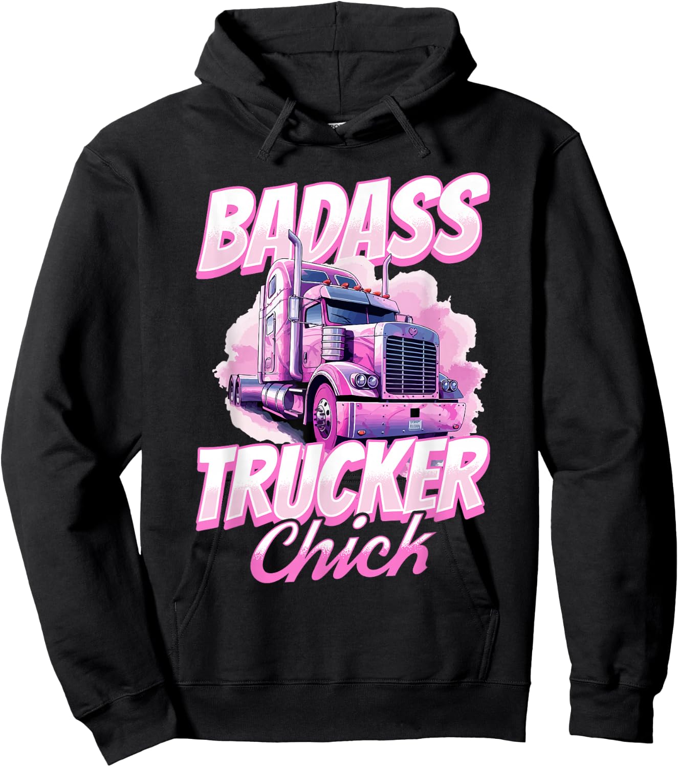 Trucker Truck Woman - Badass trucker chick Hoodie - Hoodie | Black