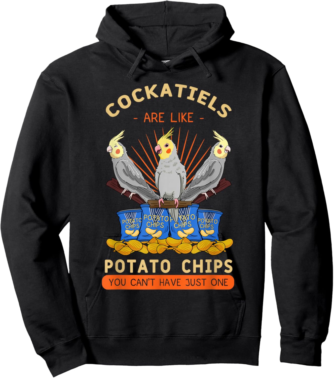Cockatiel Potato Chips Cockatoo Lutino Parrot Quarrion Tiel , Black, Small Hoodie - Hoodie | Black