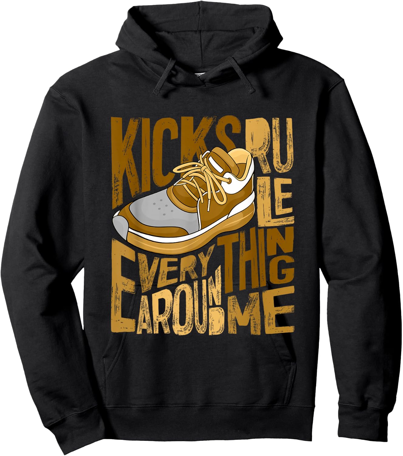 Brown Kicks Rule Everything Around Me Brown Graphic Hoodie - Hoodie | Black
