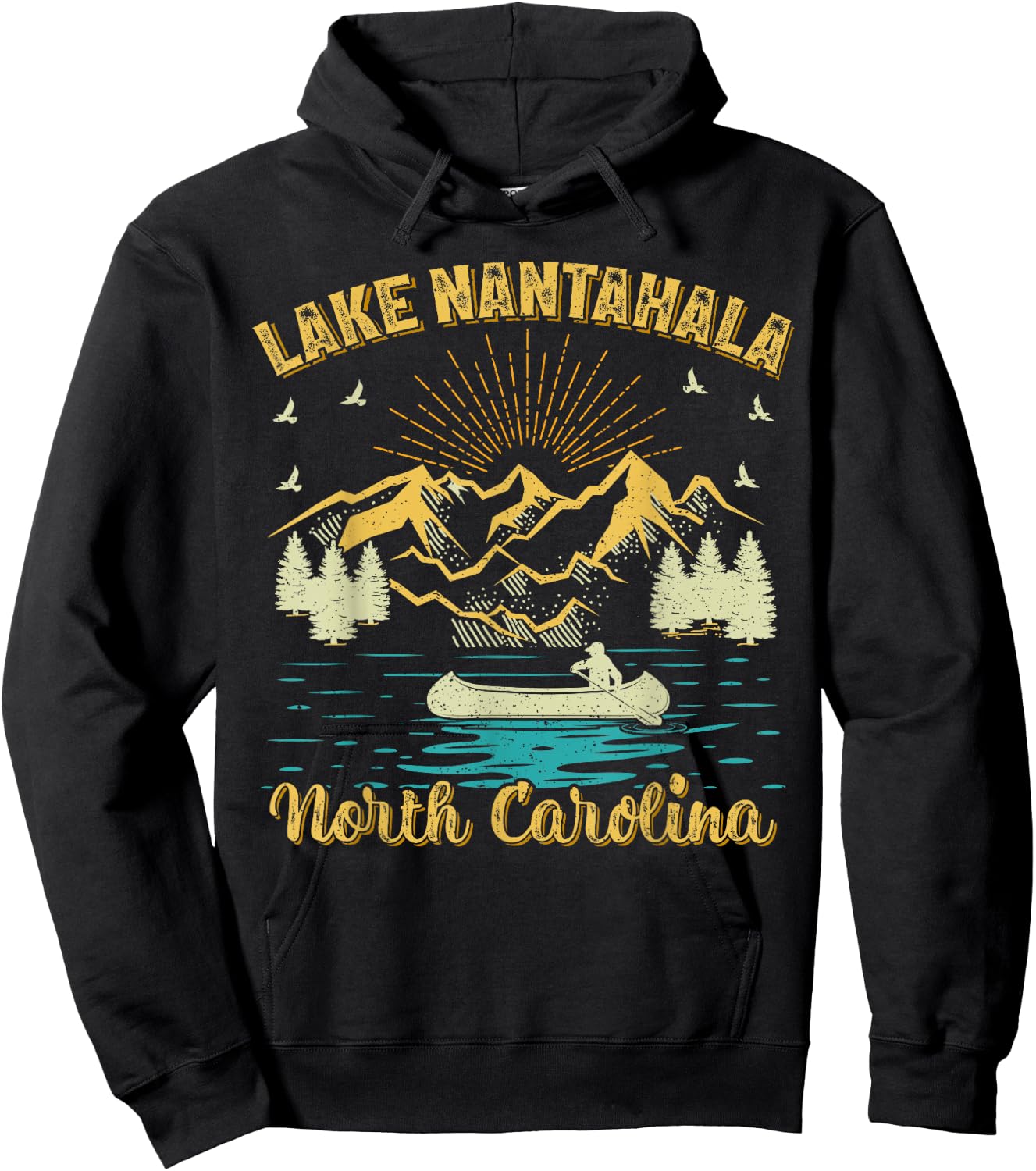 Summer Vacation Retro Mountain North Carolina Nantahala Lake Hoodie - Hoodie | Black