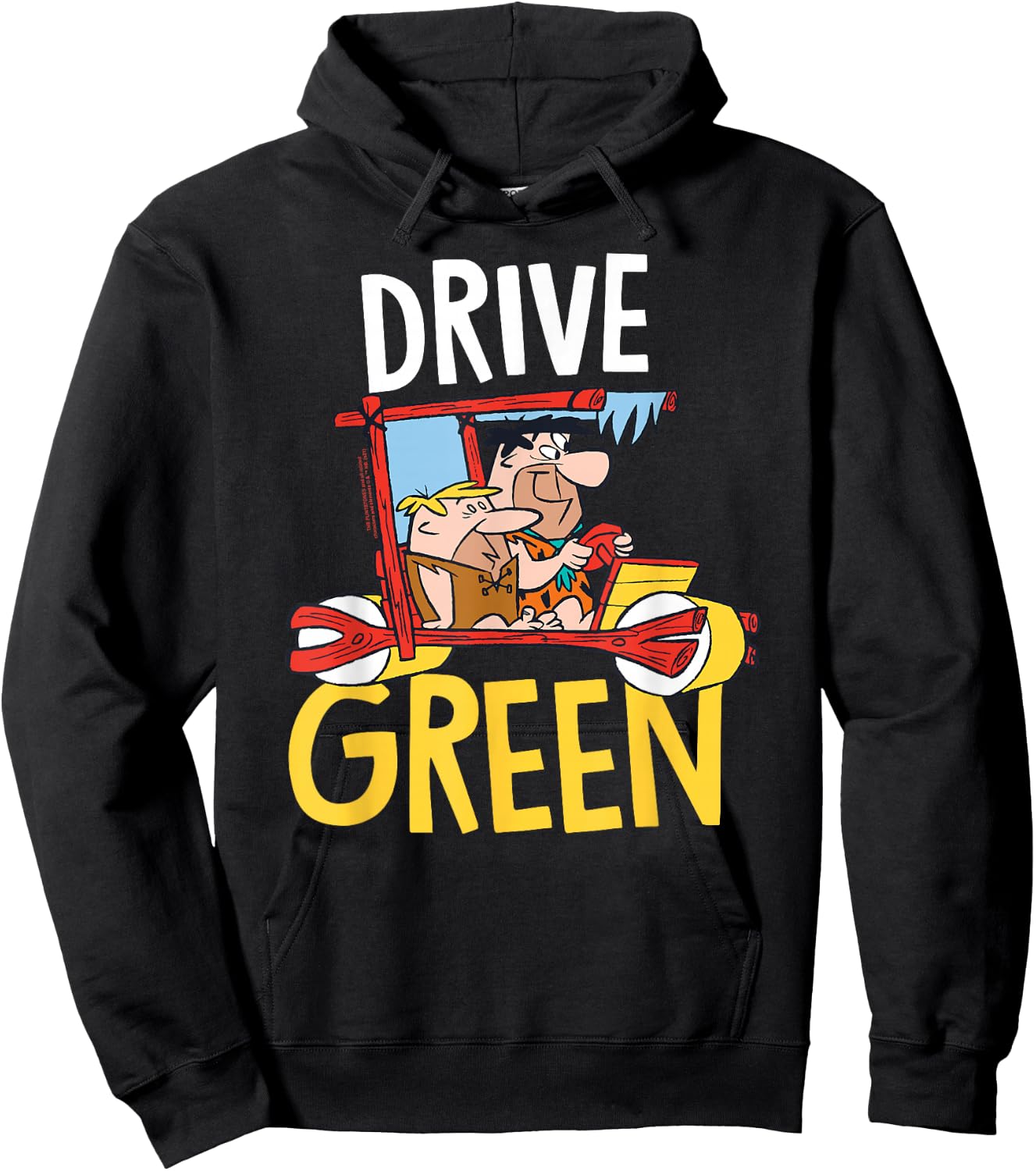 The Flintstones Fred Barney Drive Green Hoodie - Hoodie | Black