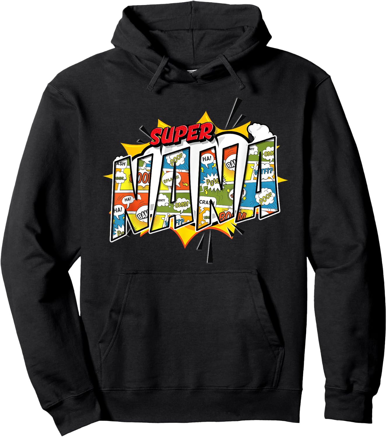 Super Nana Comic Style for Superhero Grandmas Hoodie - Hoodie | Black