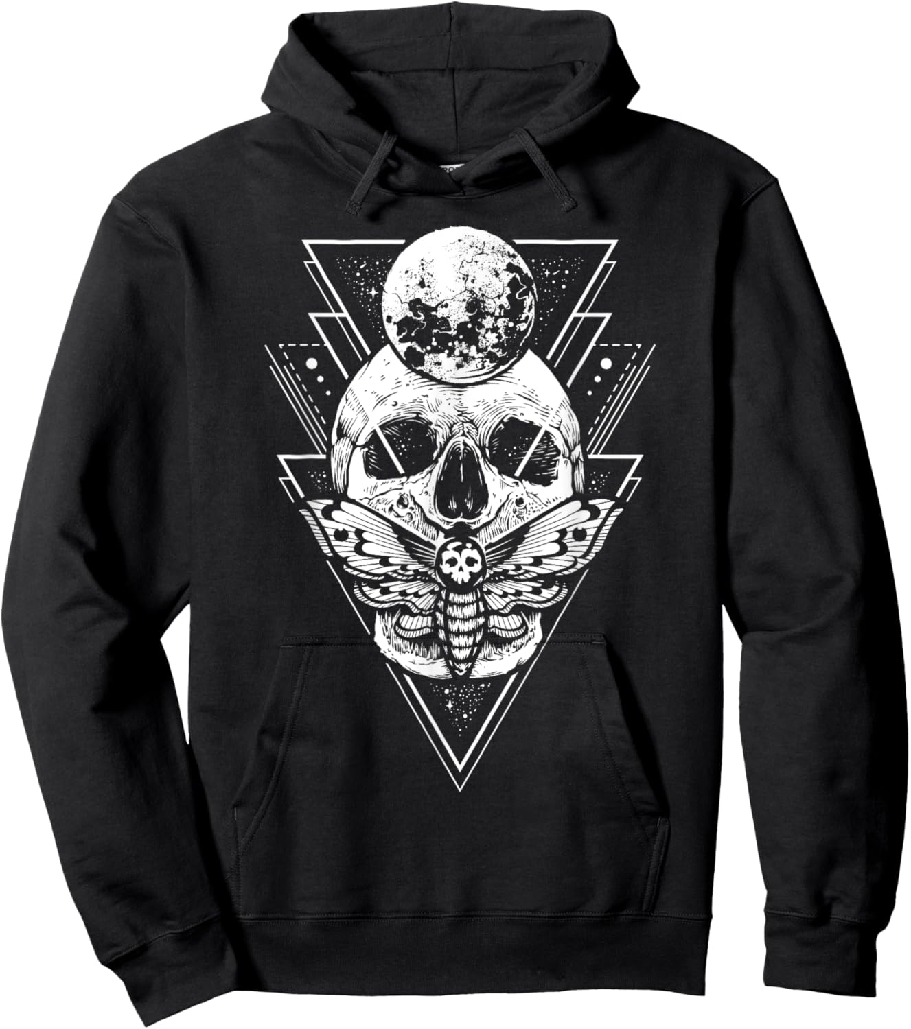 Crystal Moon and Death Moth - Mystic Pagan Skeleton Hoodie - Hoodie | Black