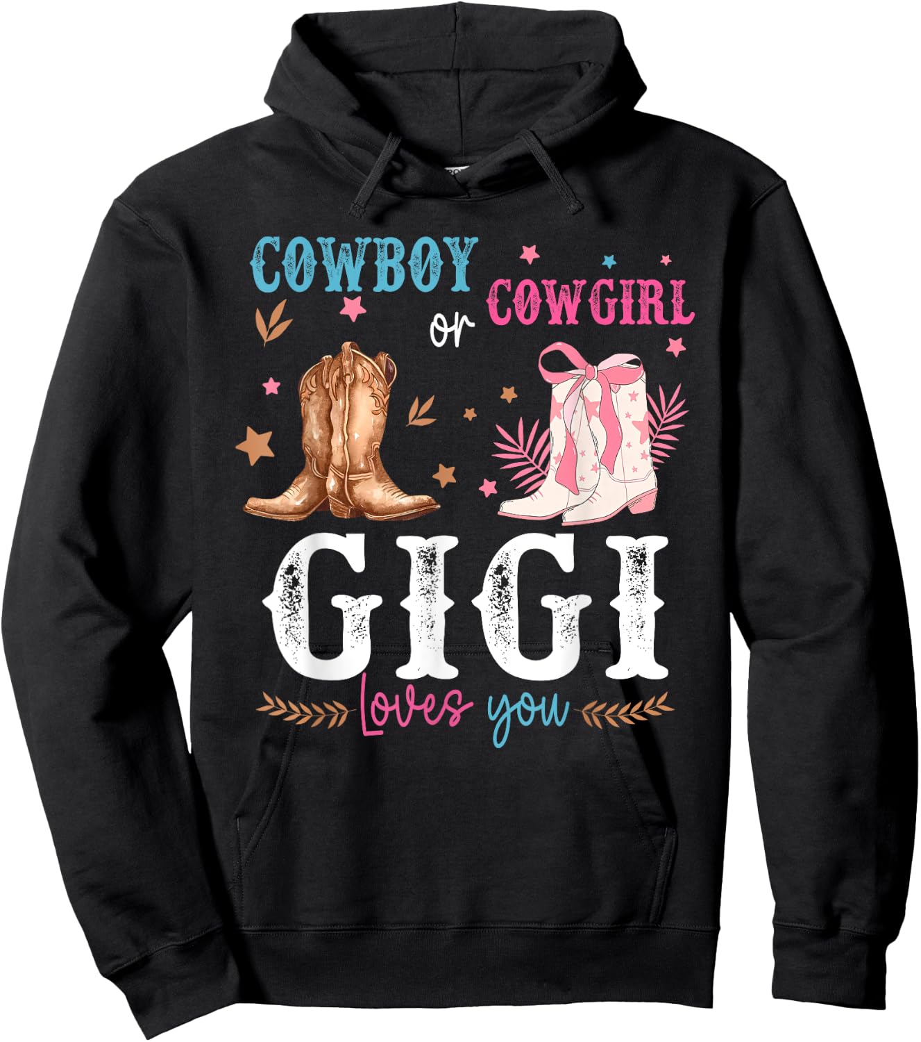 Cowboy or Cowgirl Gender Reveal Decorations Gigi Loves You Hoodie - Hoodie | Black