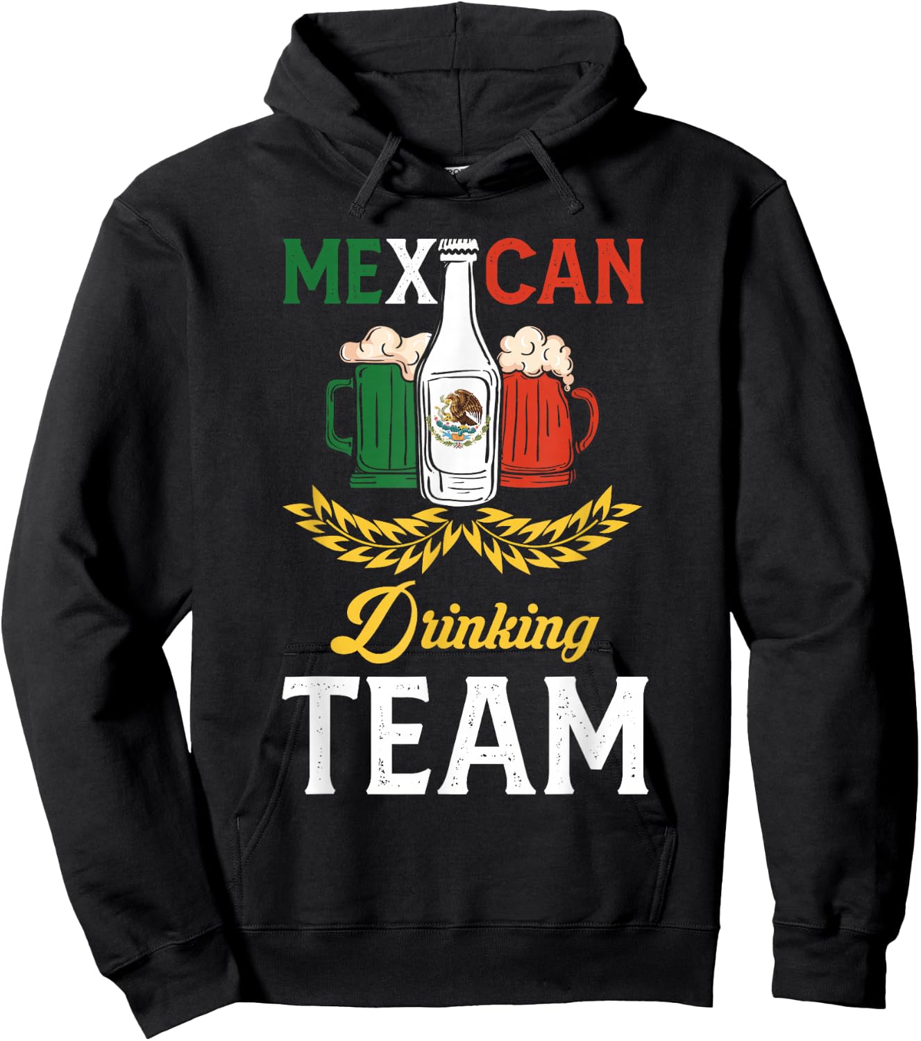 Beer Mexican Drinking Team Mexico Flag Beer Pub Party Hoodie - Hoodie | Black