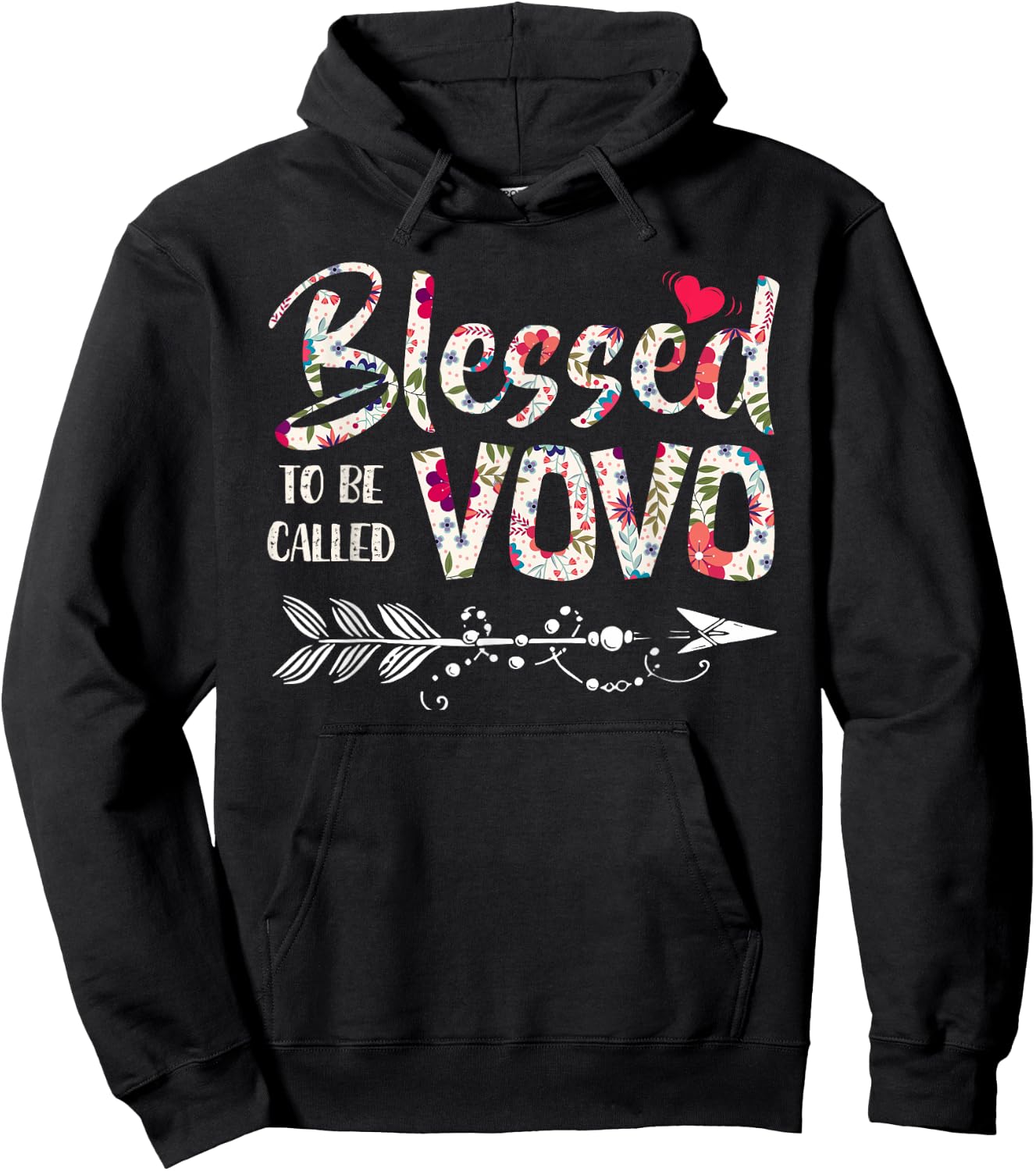 Blessed To Be Called VoVo T Shirt Gift Floral VoVo Hoodie - Hoodie | Black