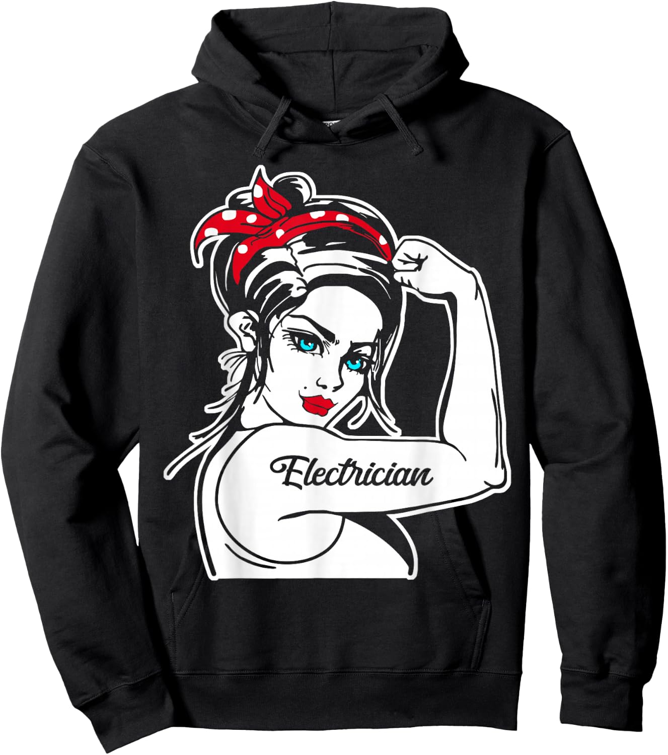 Female Electrician Rosie The Riveter Pin Up Girl Electrician Hoodie - Hoodie | Black