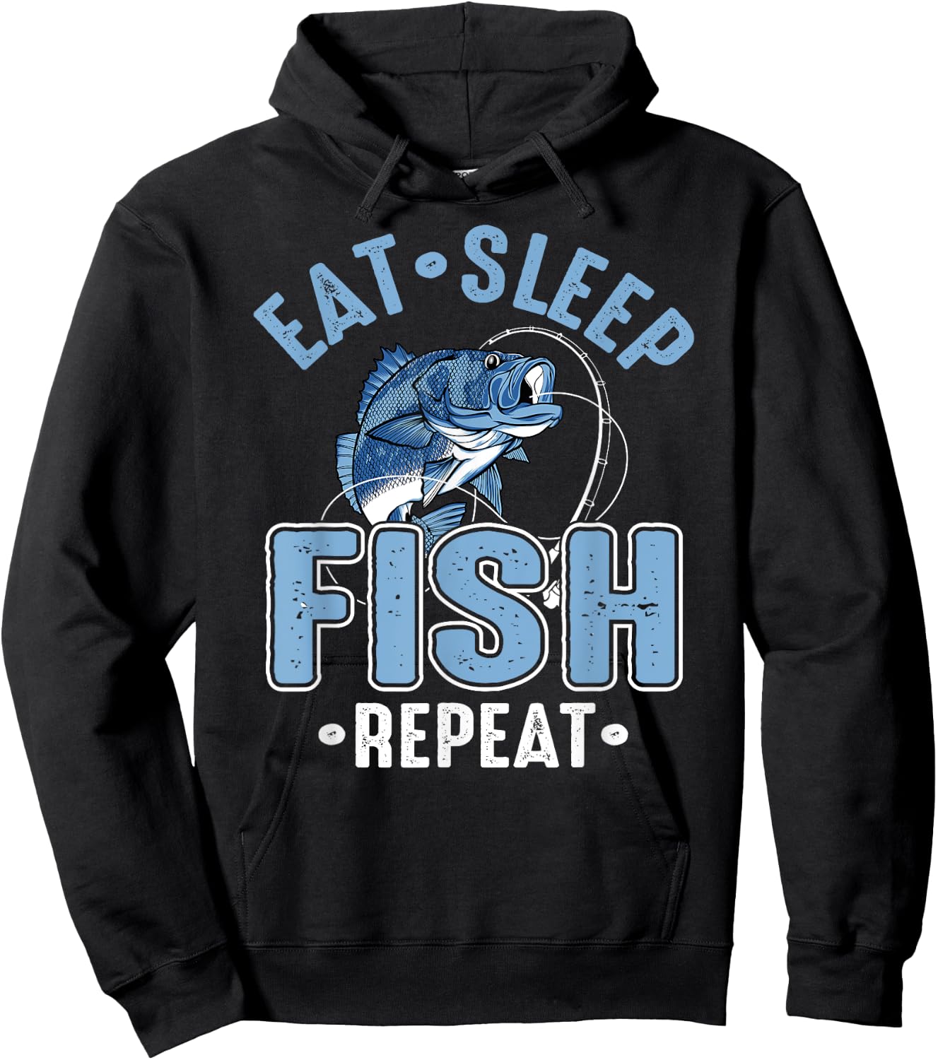 Eat Sleep Fish Repeat Hoodie - Hoodie | Black