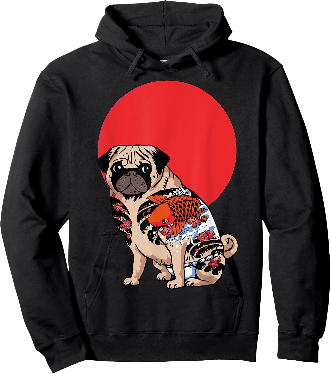 Yakuza Pug Tattoo T- Shirt by Huebucket Hoodie - Hoodie | Black