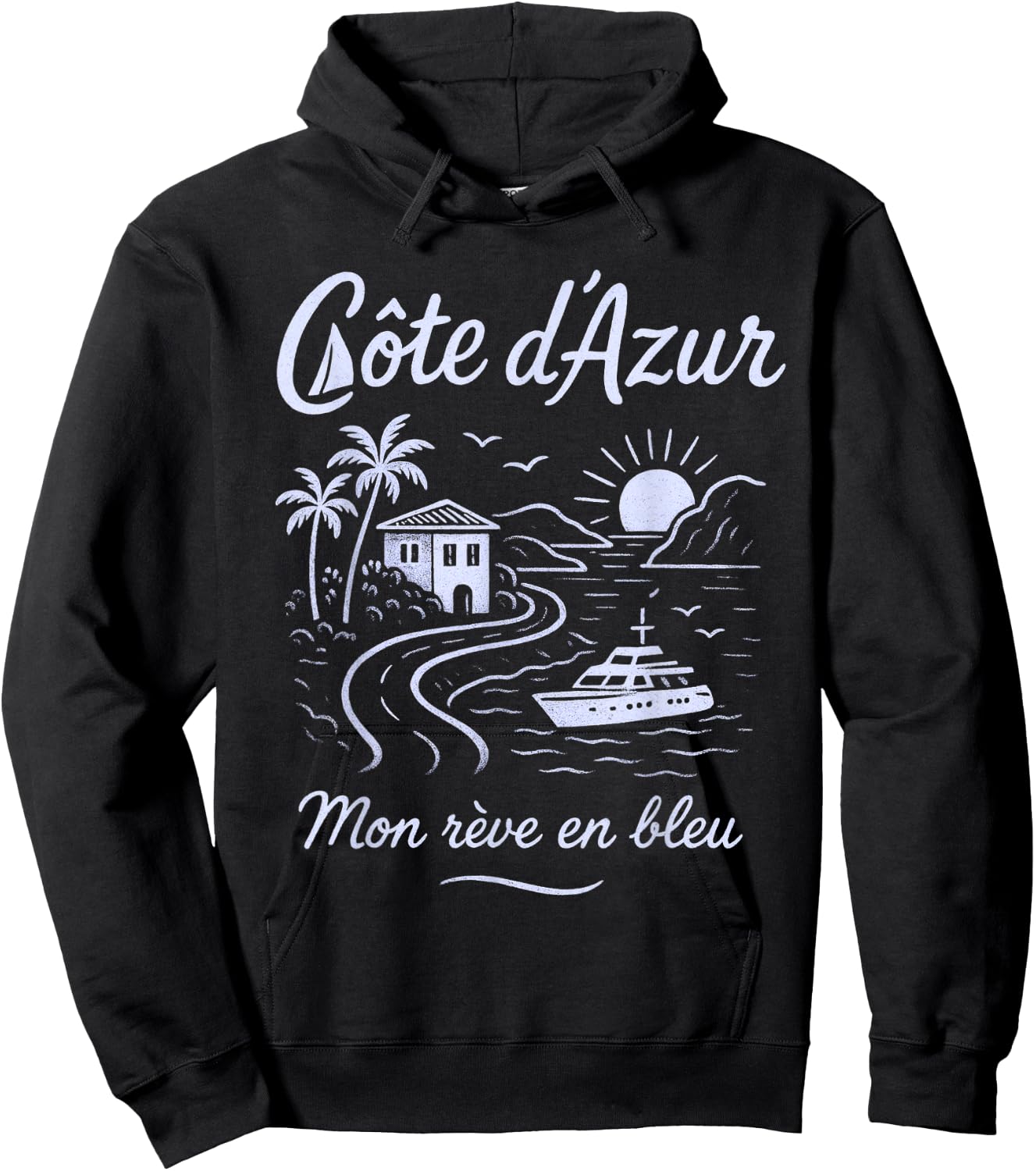 Côte d'Azur Mon rêve en bleu French Riviera Dream Hoodie - Hoodie | Black