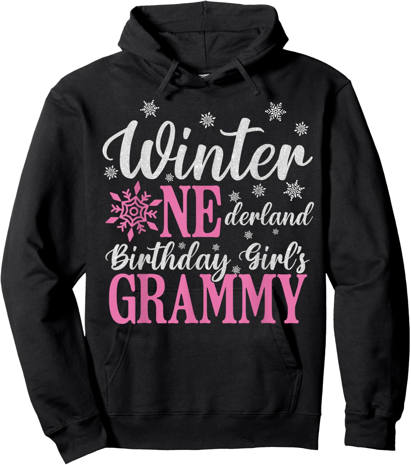Grammy Pink Winter Onederland 1st Birthday Girl Snowflake Hoodie - Hoodie | Black