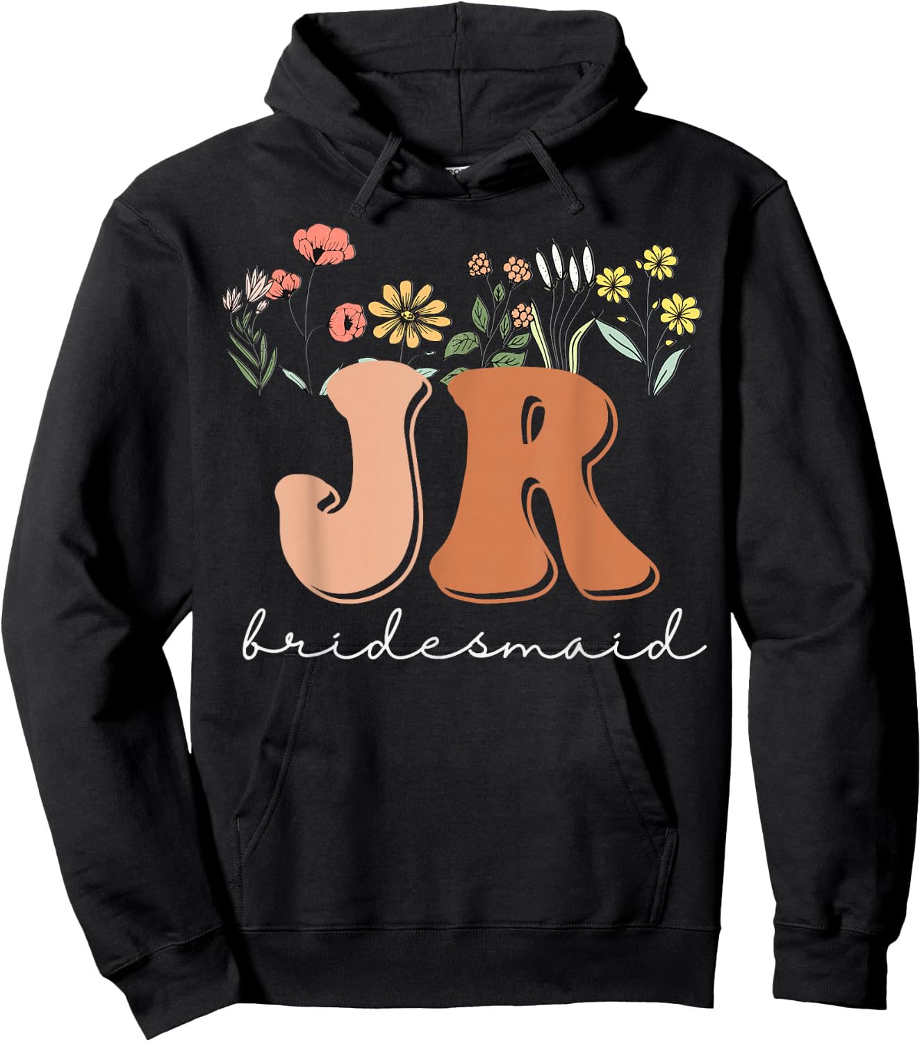 Junior Bridesmaid Bridal Shower Wildflowers Jr Bridesmaid Hoodie - Hoodie | Black