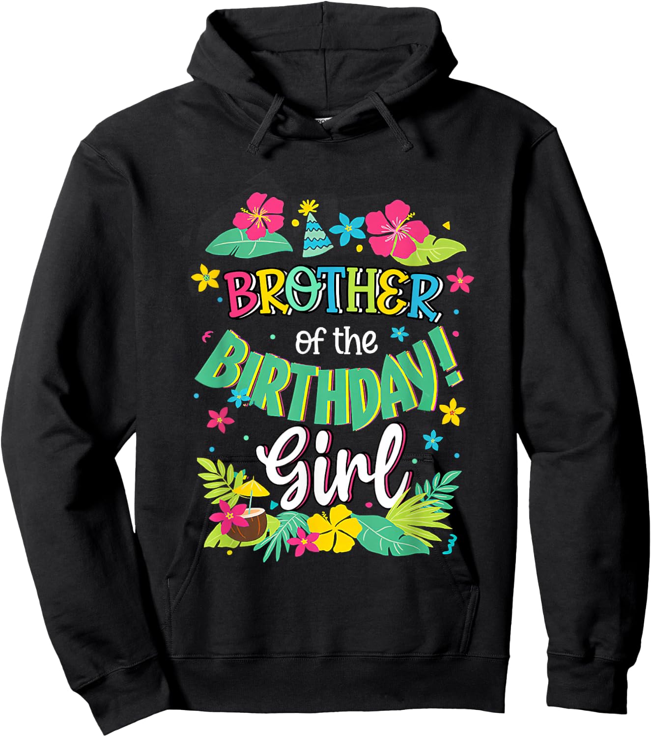Brother of the Birthday Girl shirt Aloha Hawaii Party 1st Hoodie - Hoodie | Black