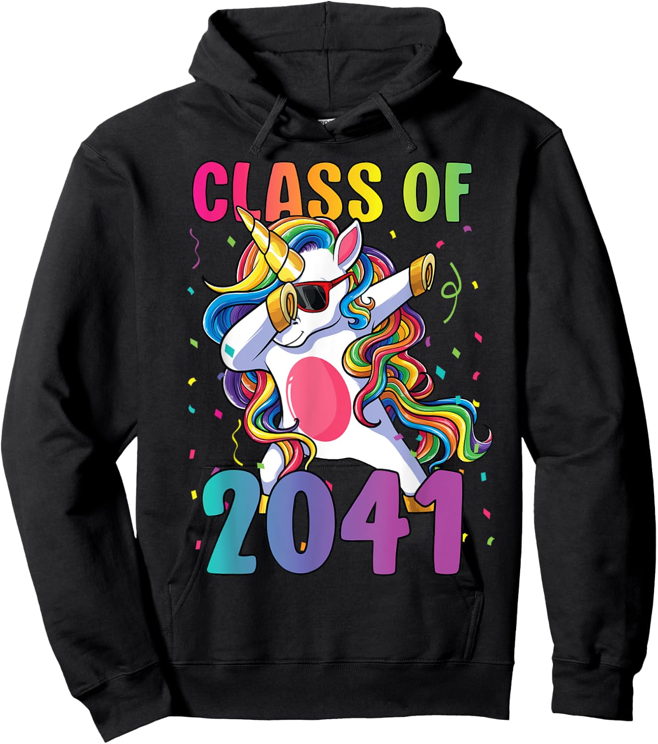 Class of 2041 Shirt Girls Dabbing Unicorn Grow With Me Hoodie - Hoodie | Black