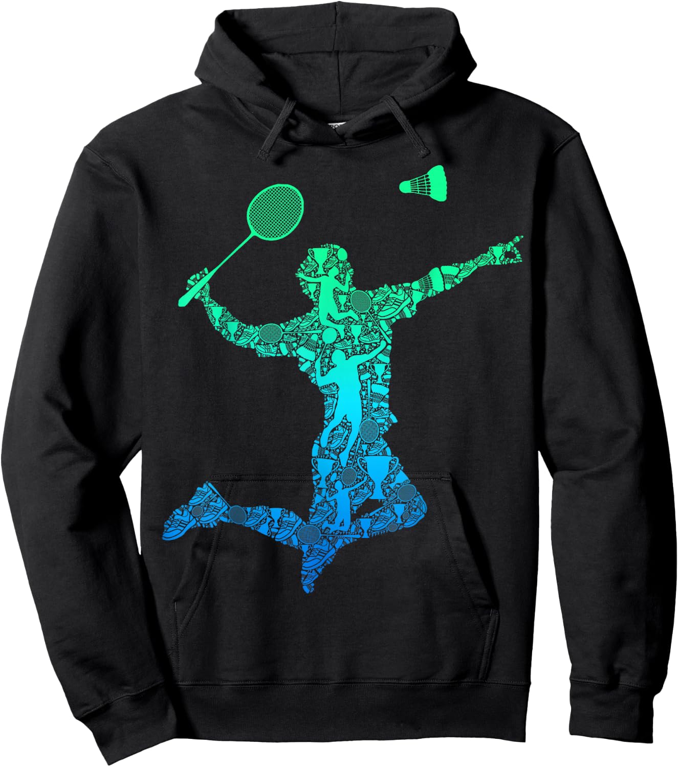 Badminton Player Shuttlecock Boys Kids Men Youth Hoodie - Hoodie | Black