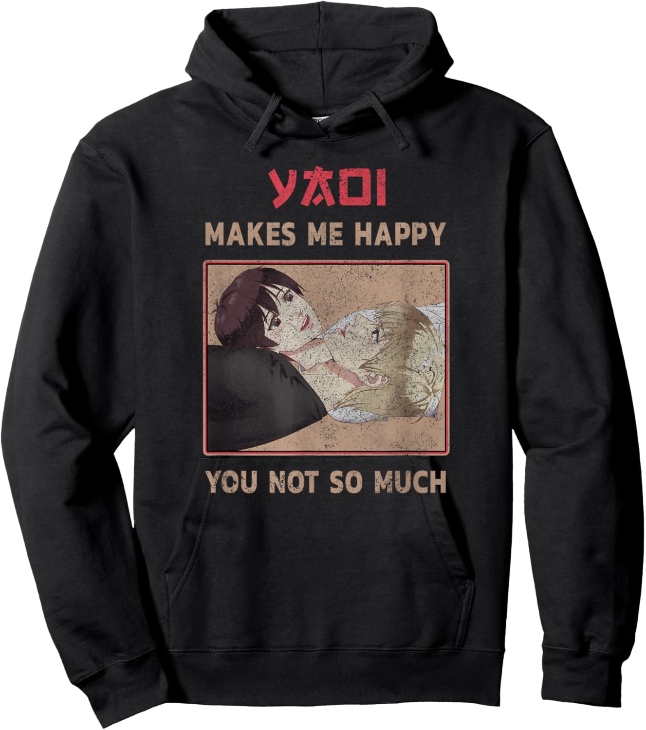 Yaoi makes me Happy you not so much Heart with Seme and Uke Hoodie - Hoodie | Black