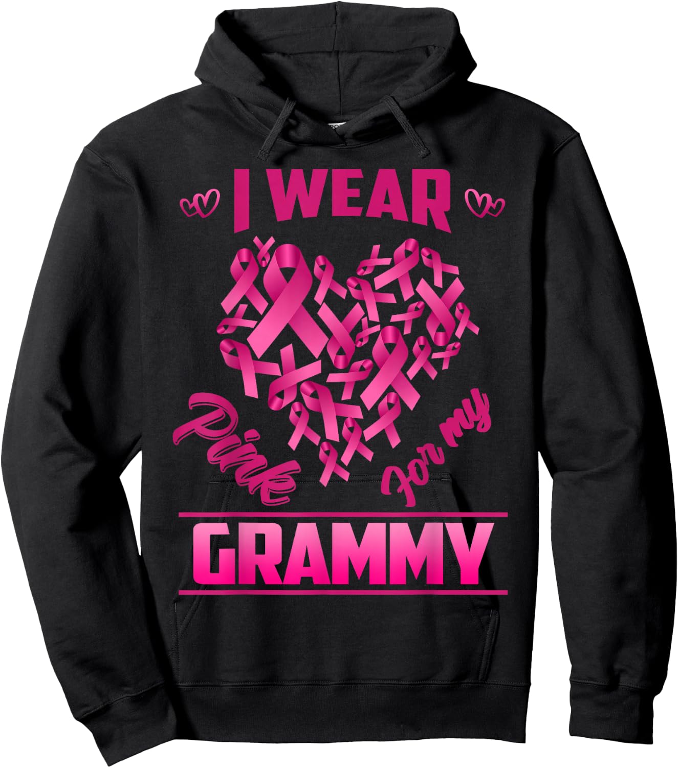 Breast Cancer Awareness Wear Pink For My Grammy Hoodie - Hoodie | Black