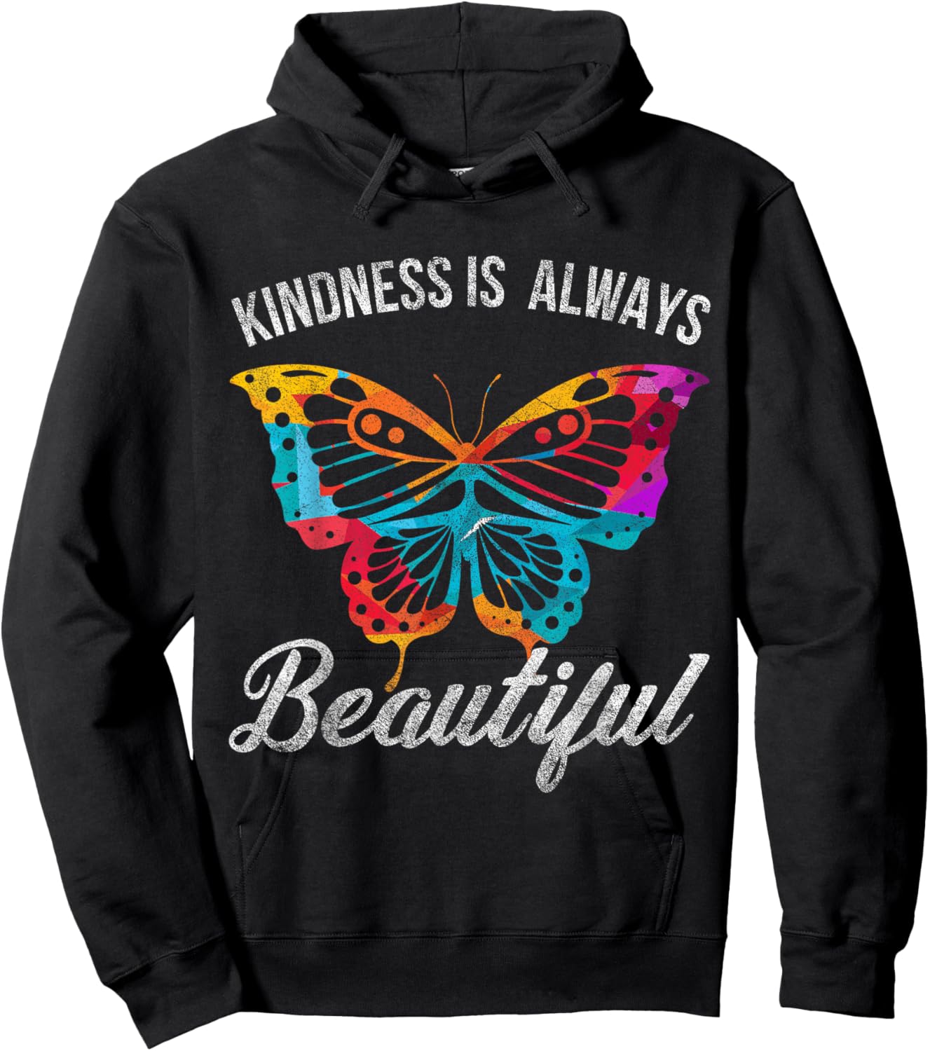 Kindness Is Always Beautiful Butterfly Hoodie - Hoodie | Black
