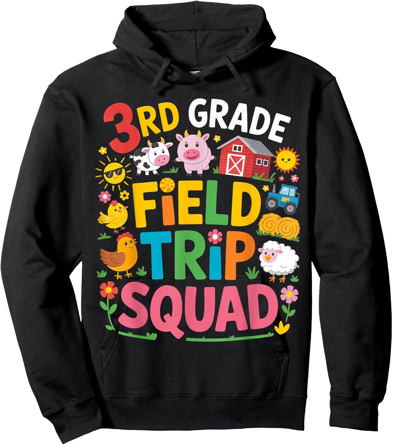 Farm Trip Field Trip Squad Farm Visit 3rd Grade Hoodie - Hoodie | Black