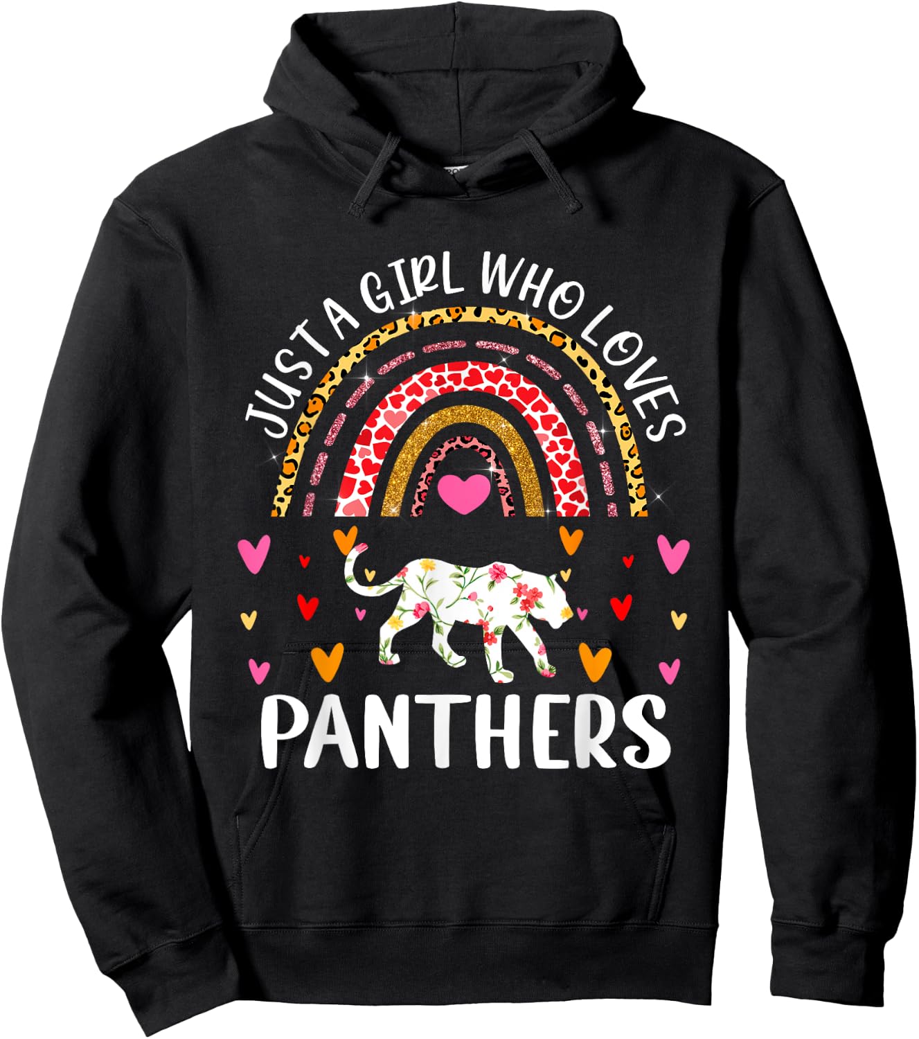 Just A Girl Who Loves Panthers Rainbow Panther Lover Hoodie - Hoodie | Black